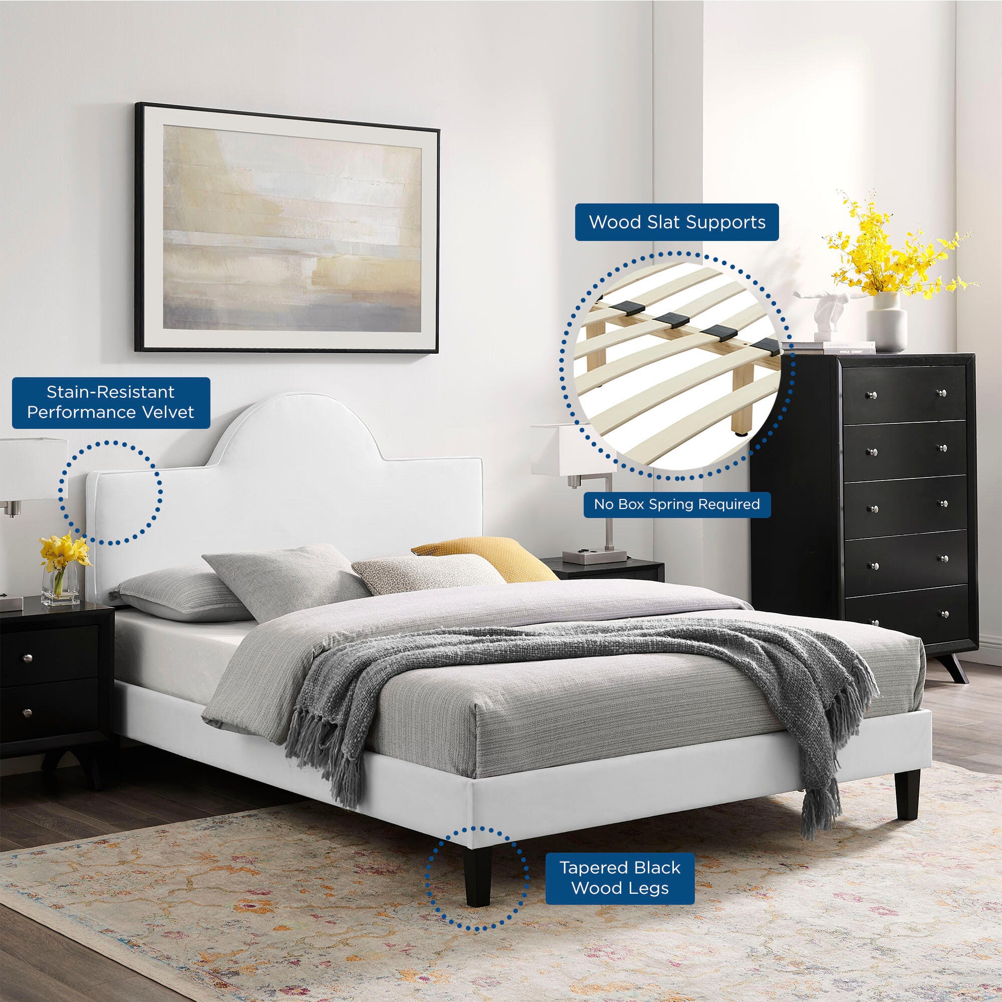 Modway Soleil King Platform Bed, White, large