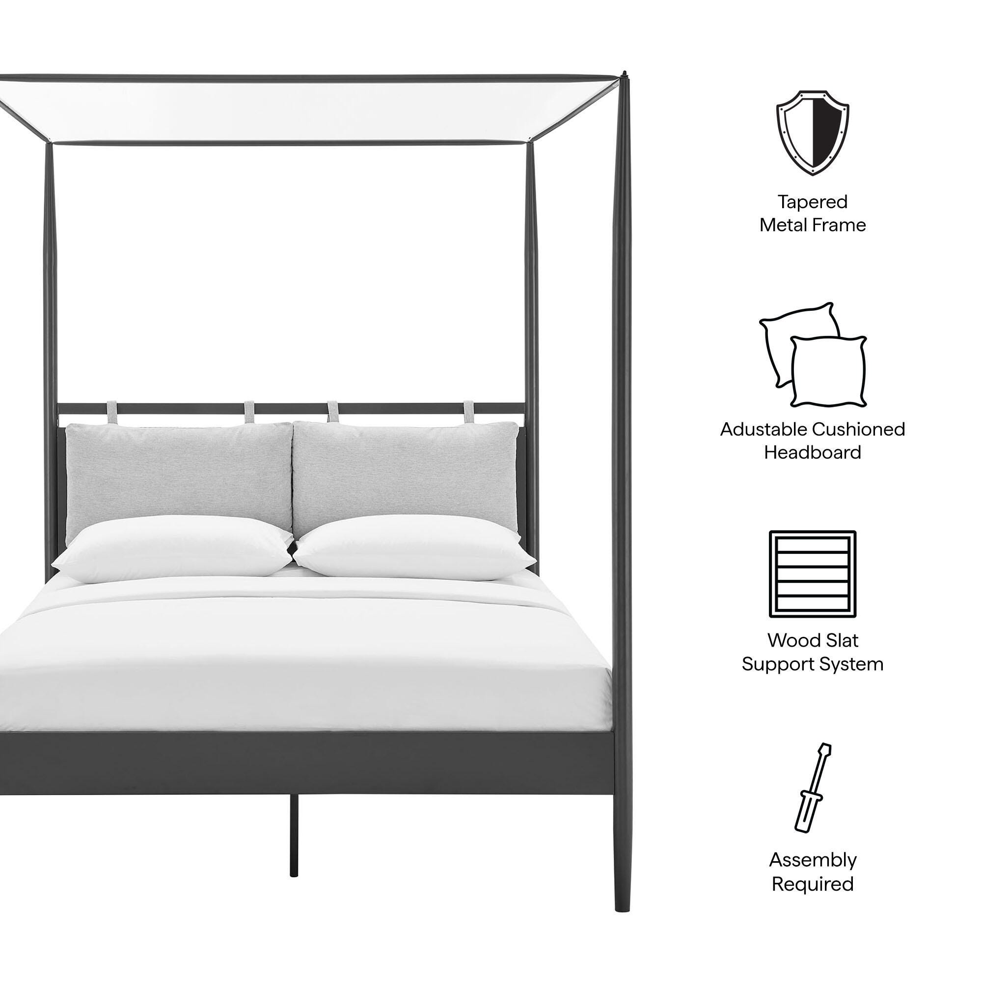 Modway Marlowe Queen Platform Bed, Gray, large