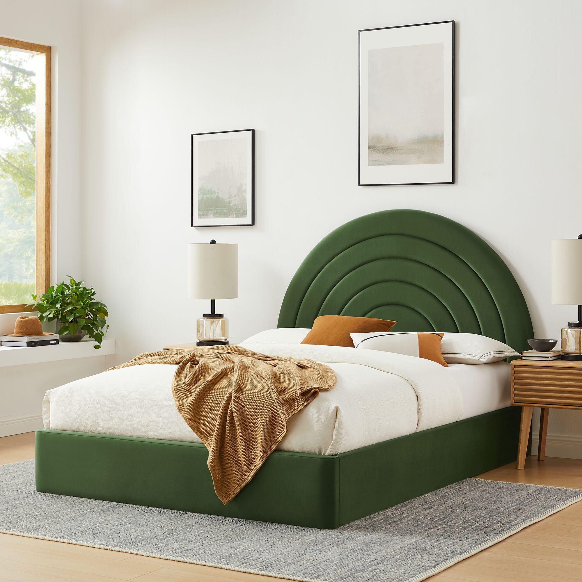 Modway Solana Queen Platform Bed, Moss Green, rollover