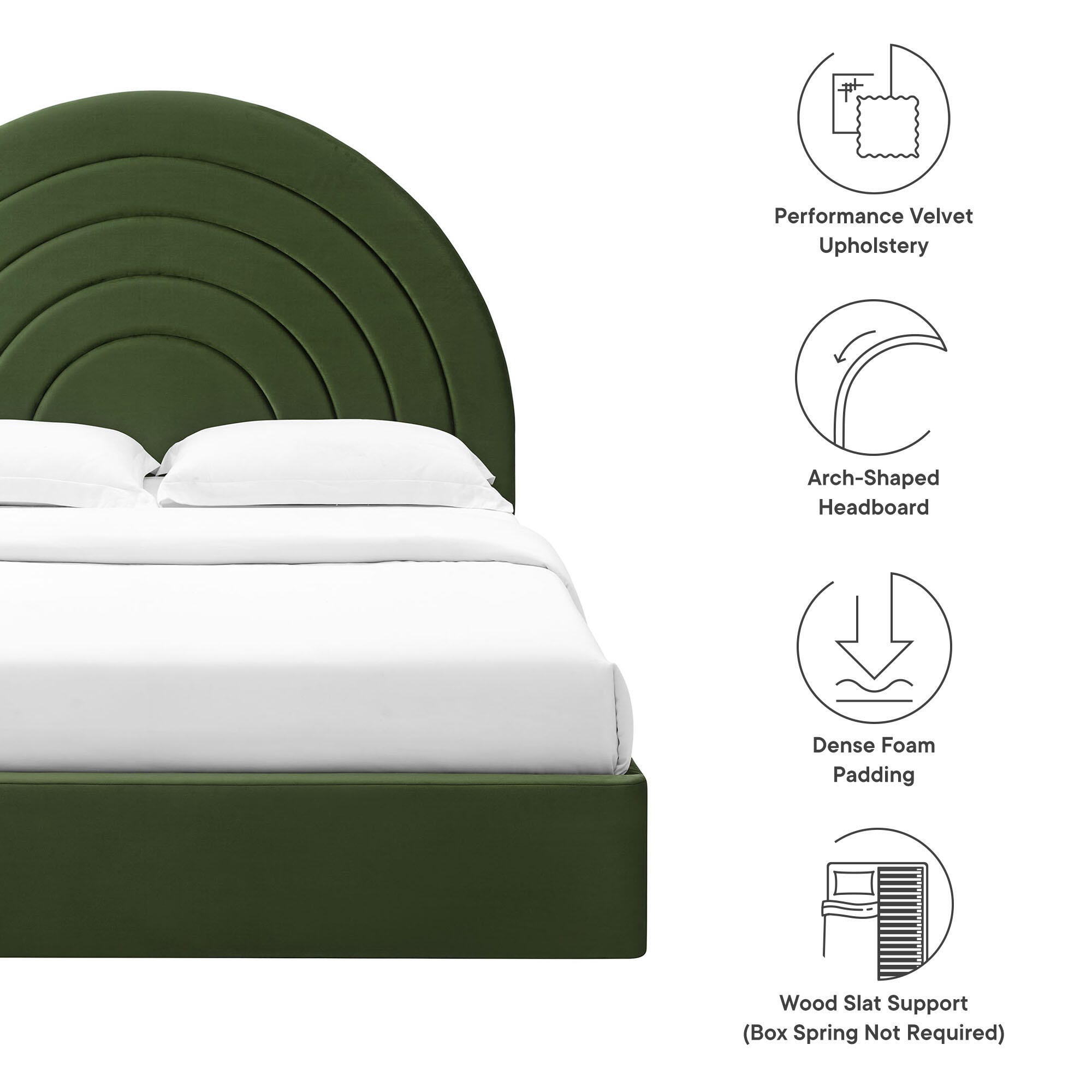Modway Solana Queen Platform Bed, Moss Green, large