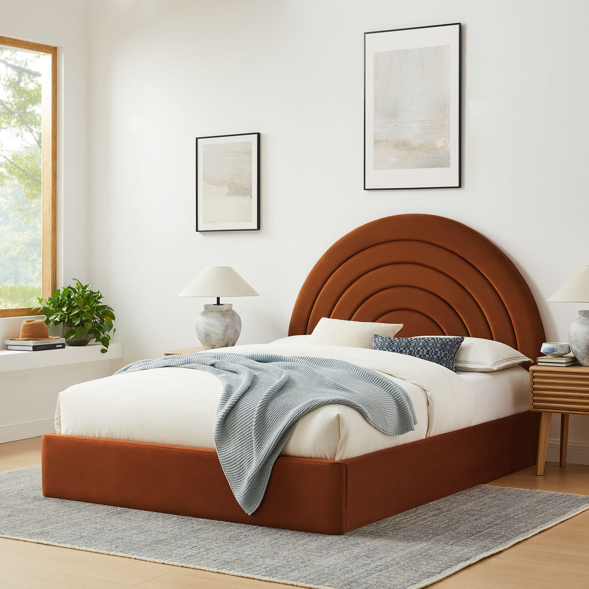 Modway Solana Queen Platform Bed, Rust, large
