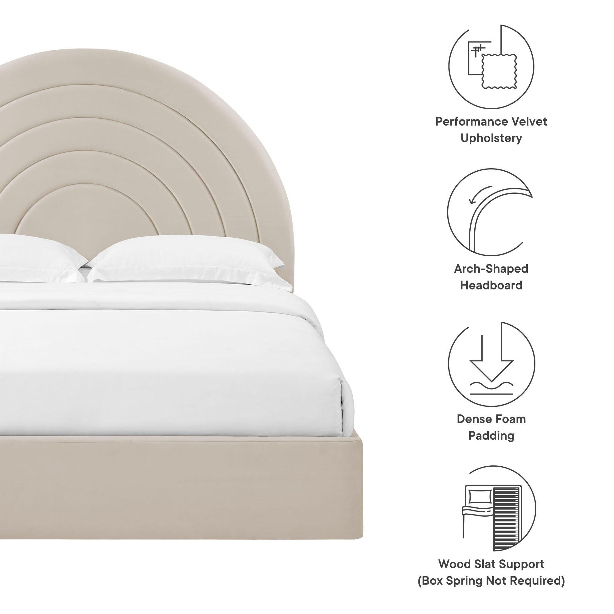 Modway Solana Queen Platform Bed, Beige, large
