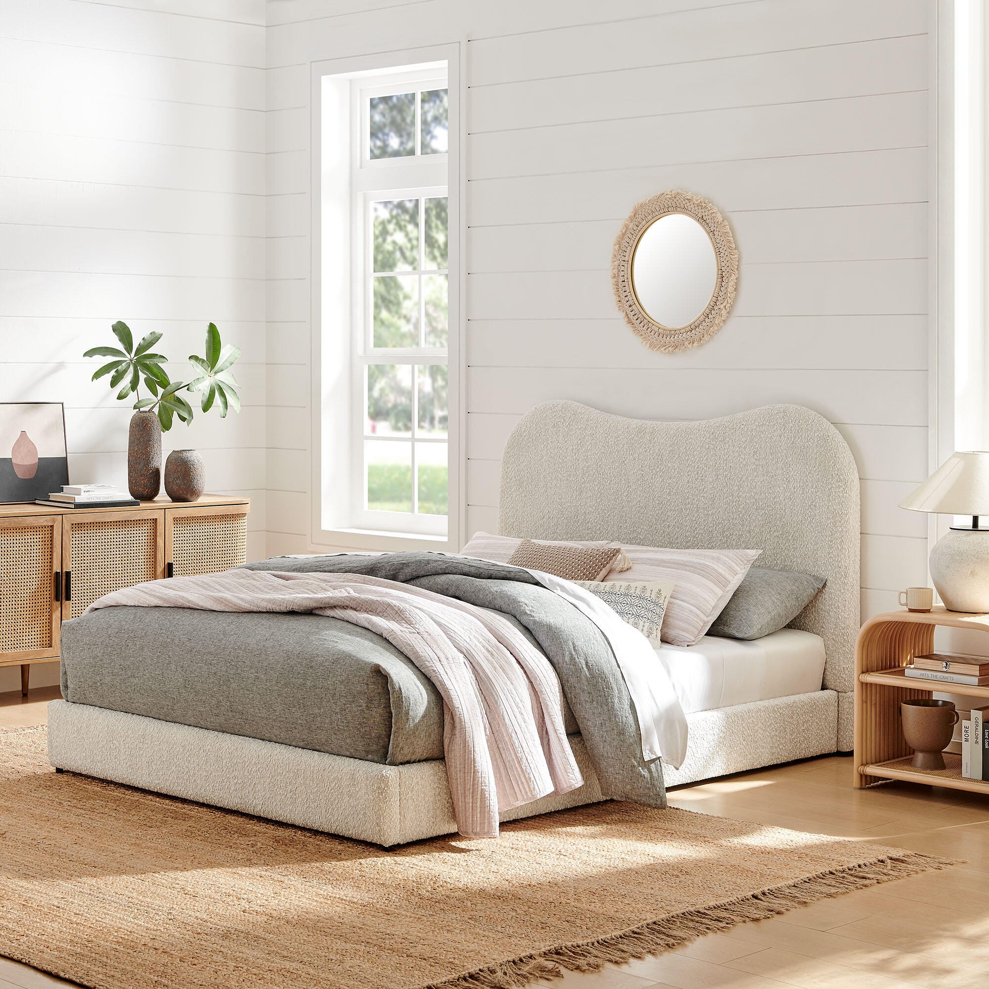 Modway Seluna Queen Platform Bed, Pearl White, rollover
