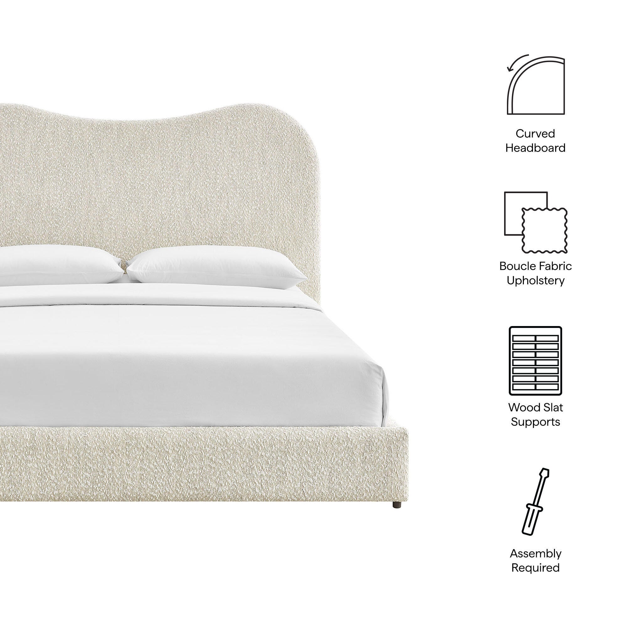 Modway Seluna Queen Platform Bed, Pearl White, large
