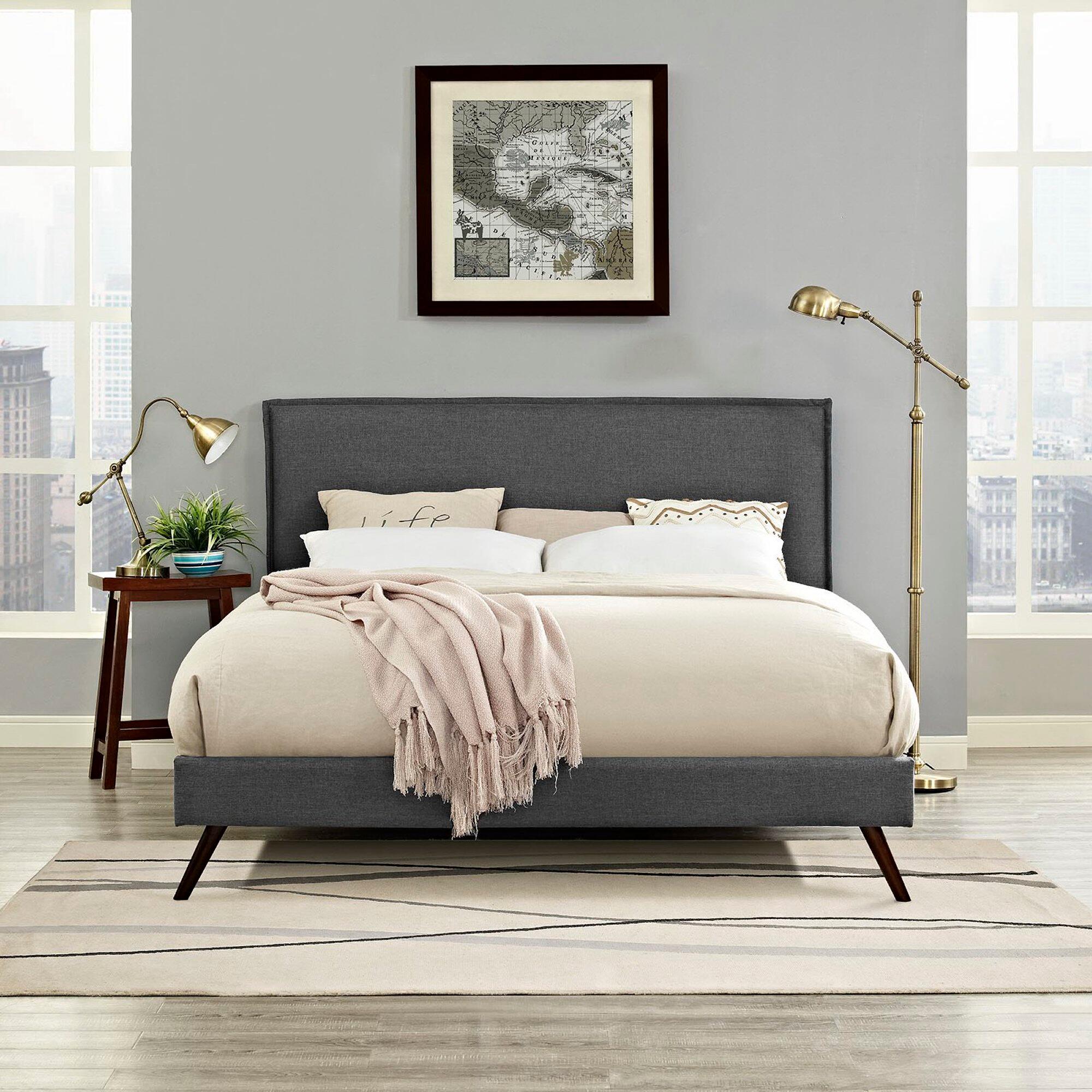 Modway Camille Queen Platform Bed, Gray, rollover