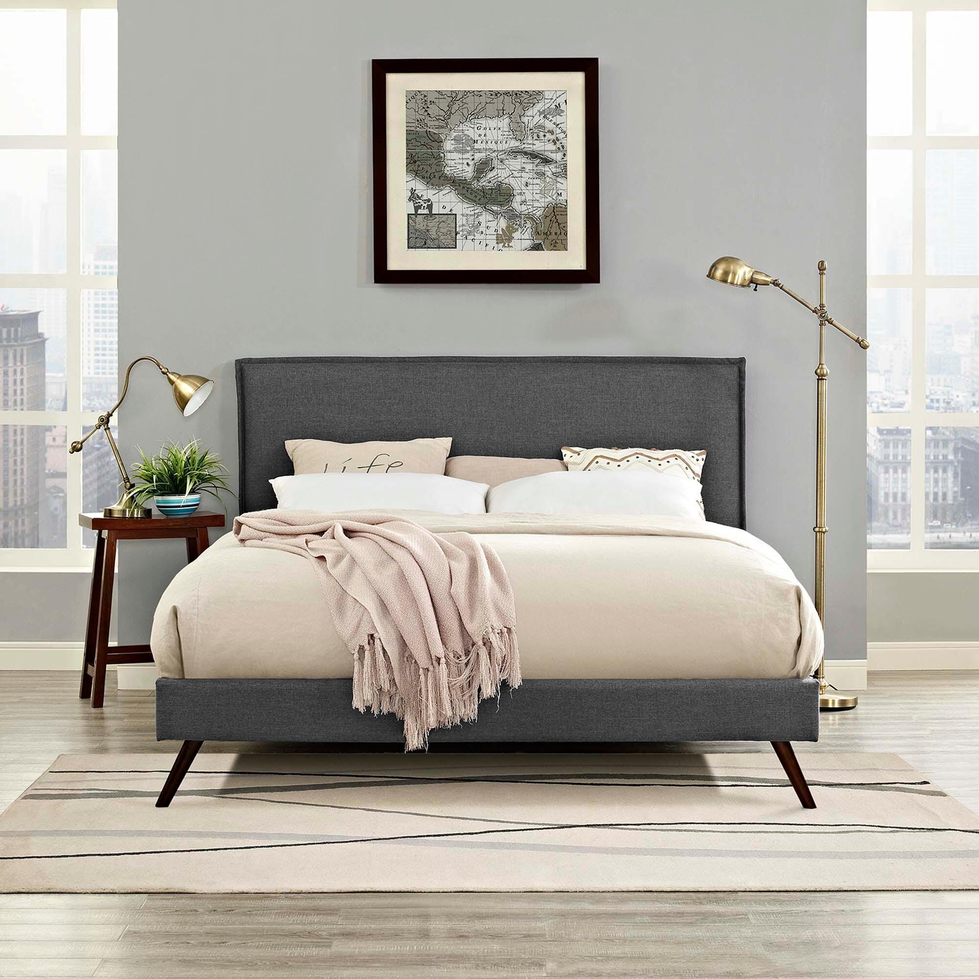 Modway Amaris Queen Platform Bed, Gray, rollover