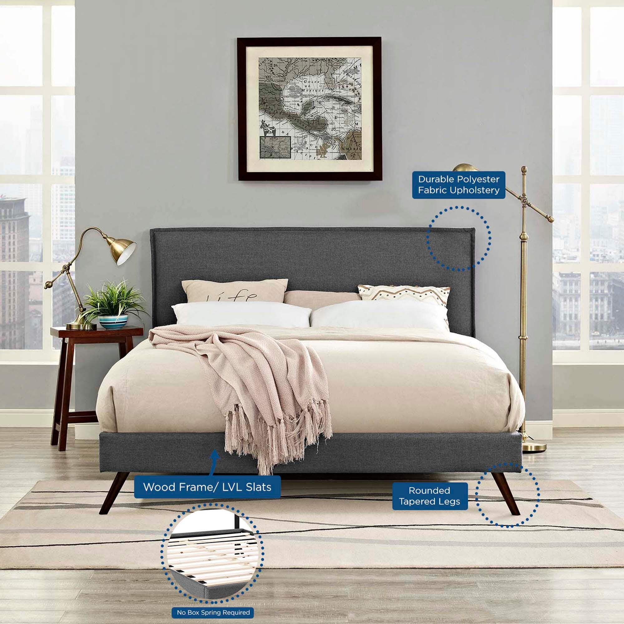 Modway Amaris Queen Platform Bed, Gray, large