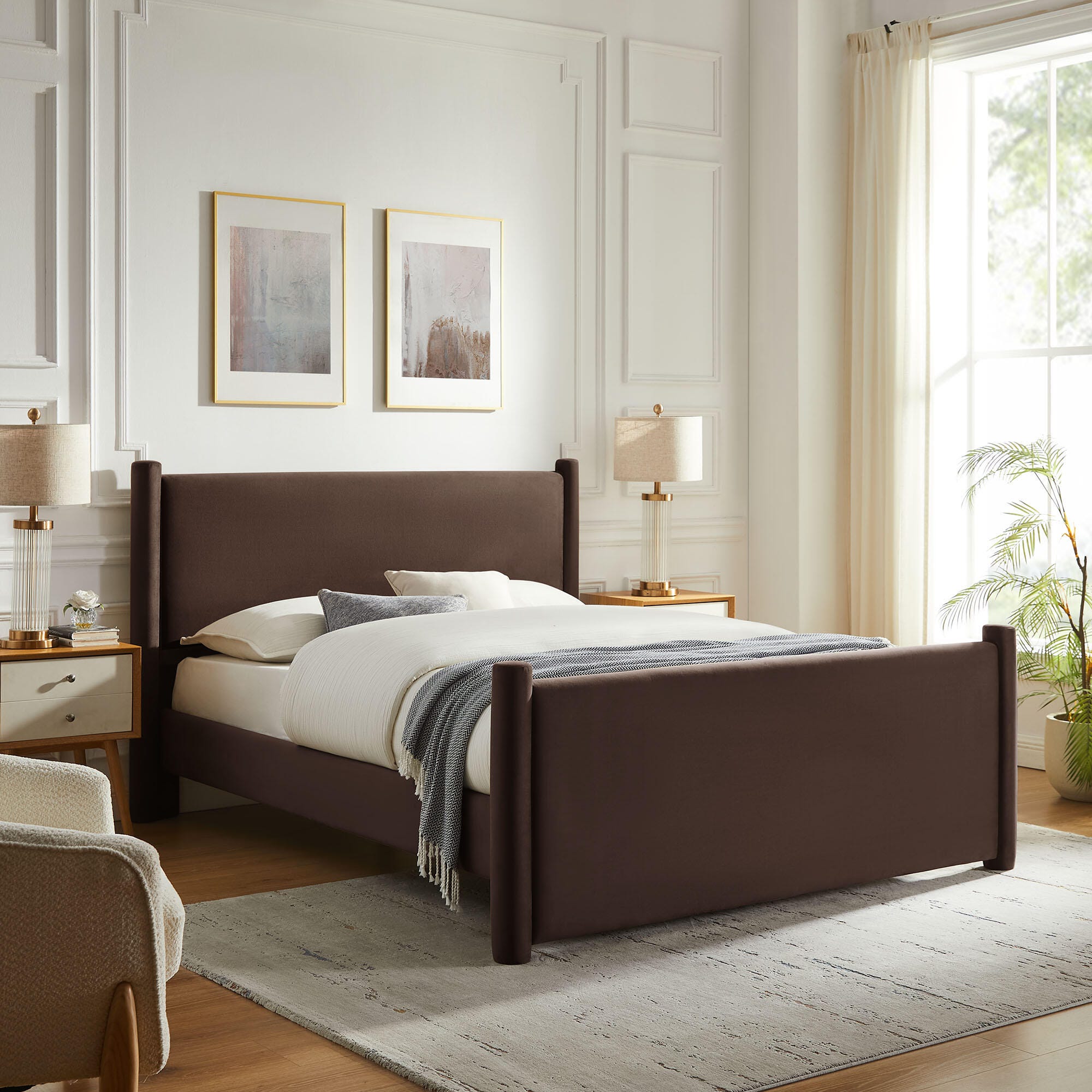 Modway Rael Queen Platform Bed, Chocolate Brown, rollover