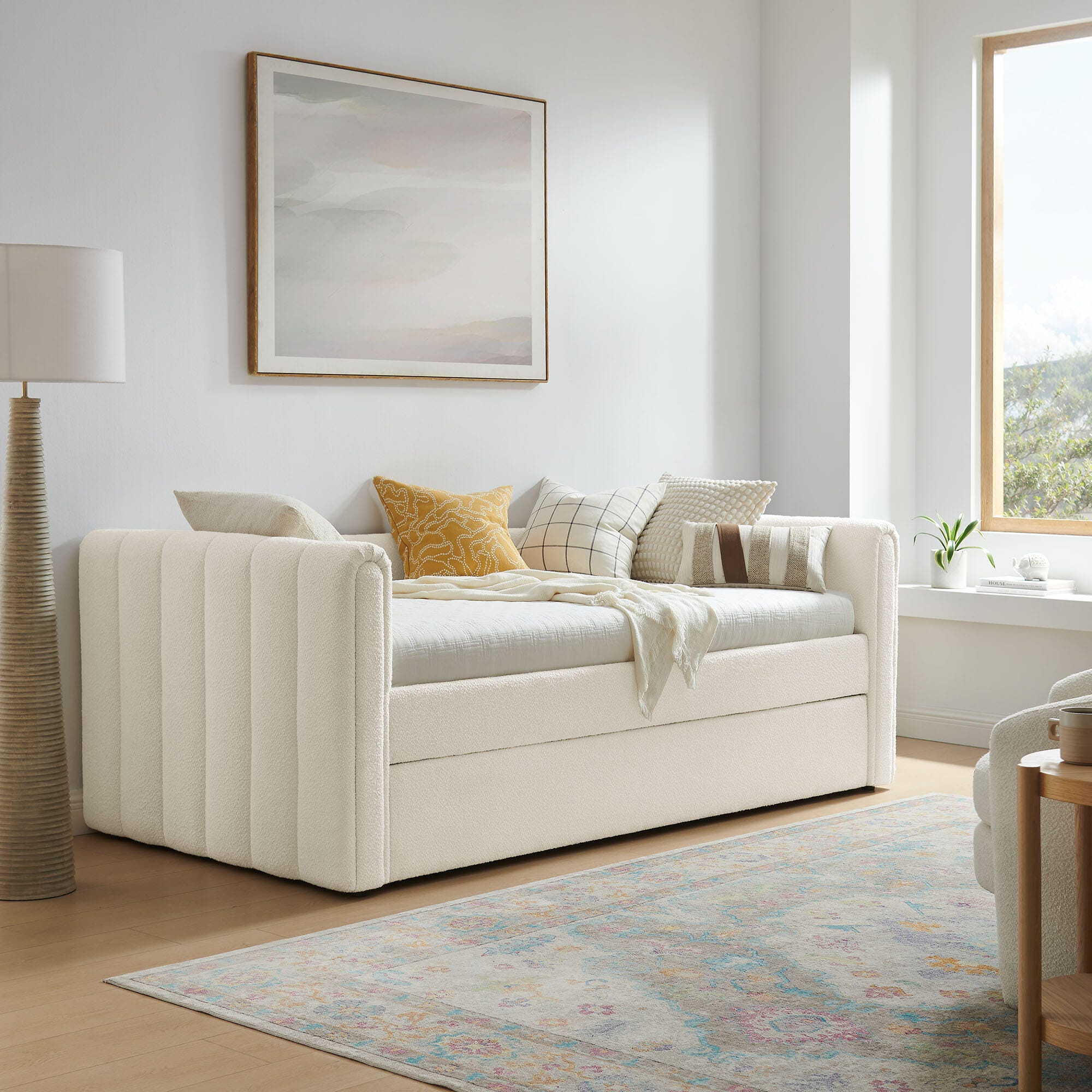 Modway Veyla Upholsered Twin Daybed With Trundle, Off White, large