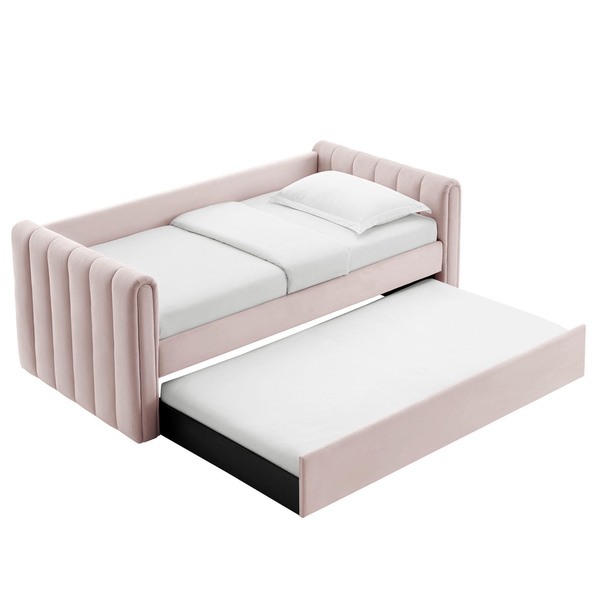 Modway Veyla Upholsered Twin Daybed With Trundle, Blush Pink, large