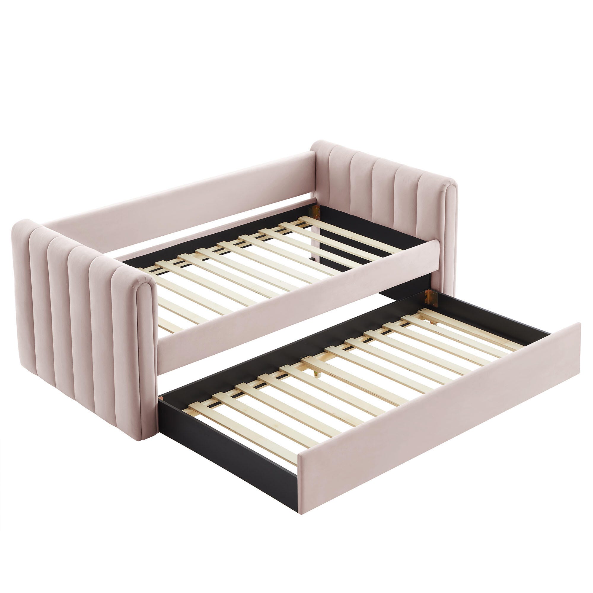 Modway Veyla Upholsered Twin Daybed With Trundle, Blush Pink, large