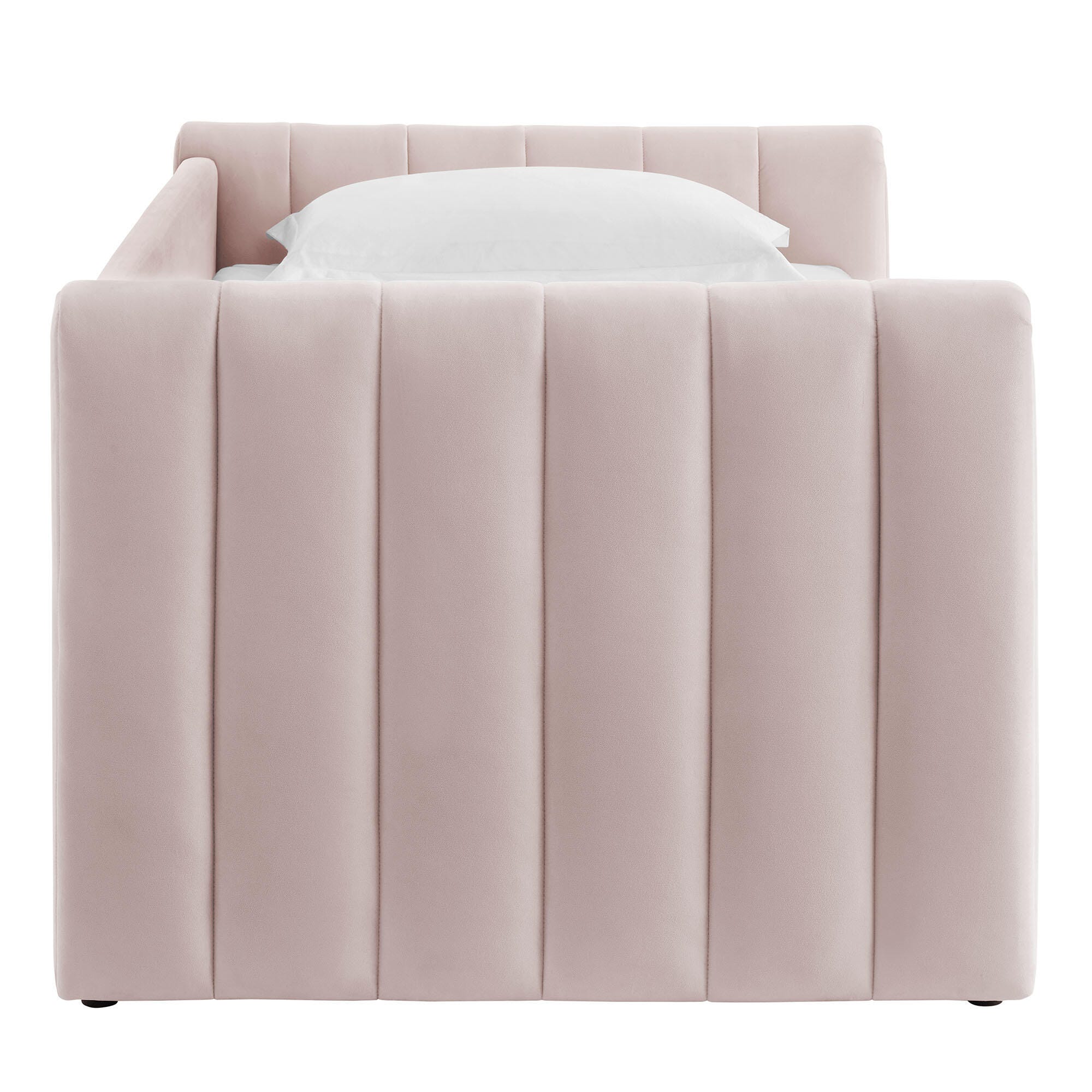 Modway Veyla Upholsered Twin Daybed With Trundle, Blush Pink, large