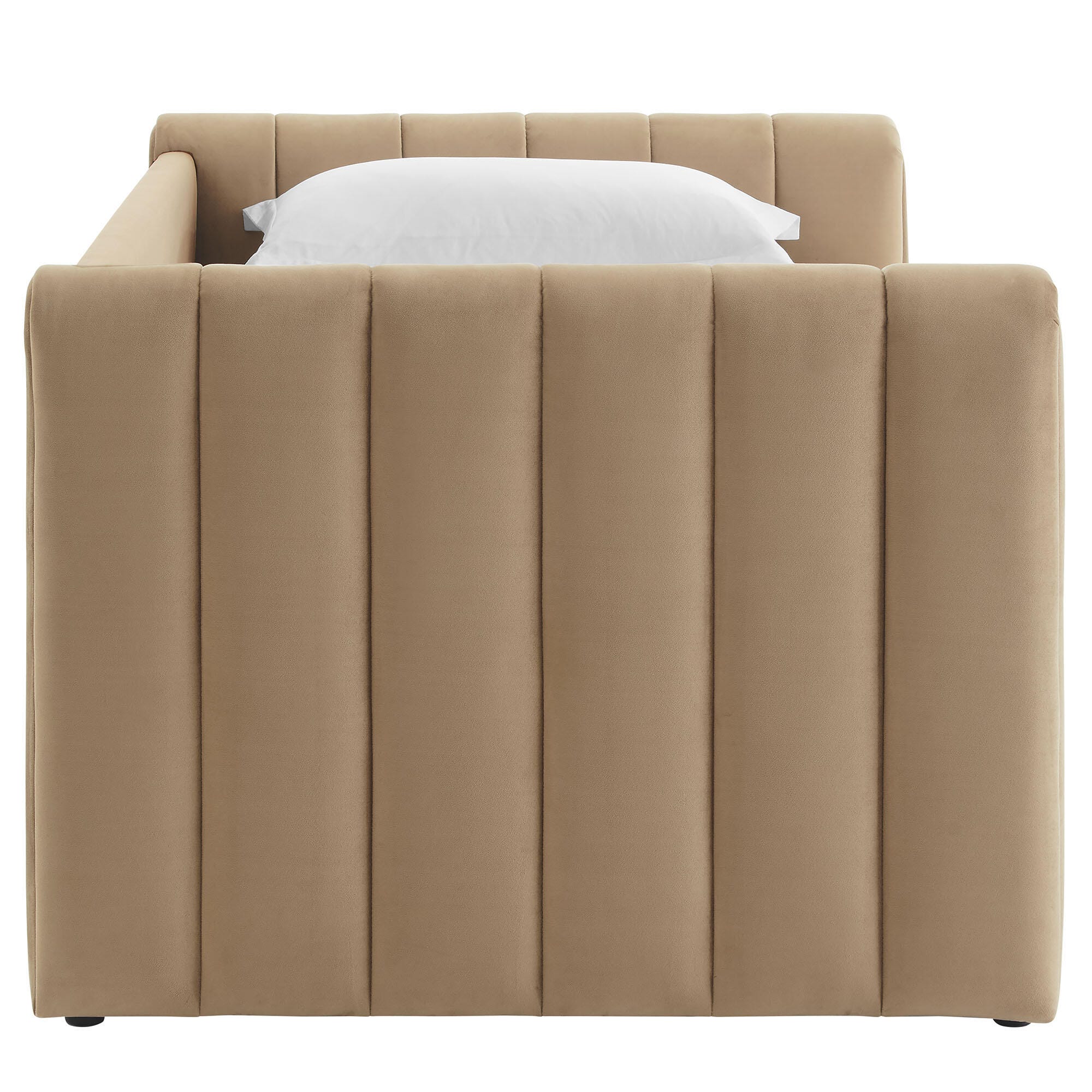 Modway Veyla Upholsered Twin Daybed With Trundle, Taupe, large