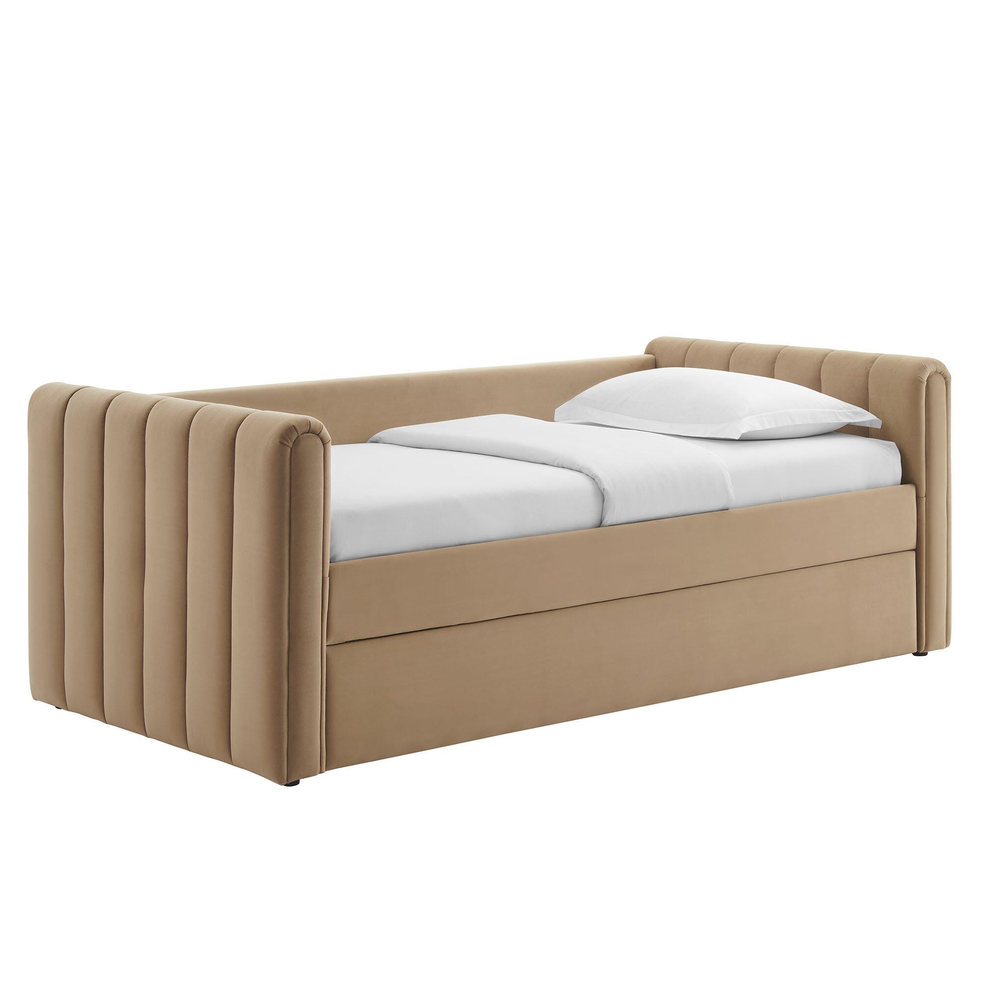 Modway Veyla Upholsered Twin Daybed With Trundle, Taupe, large