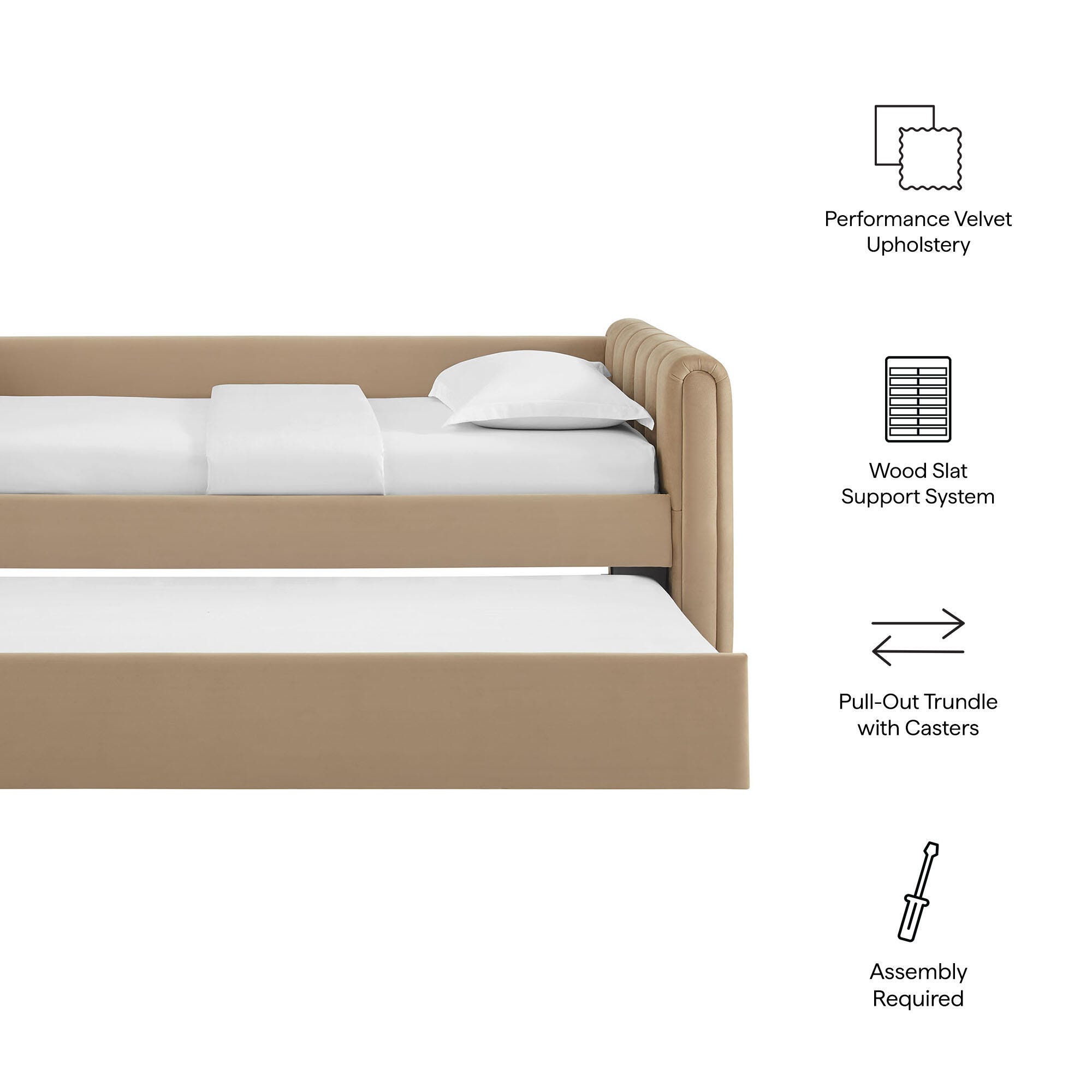 Modway Veyla Upholsered Twin Daybed With Trundle, Taupe, large