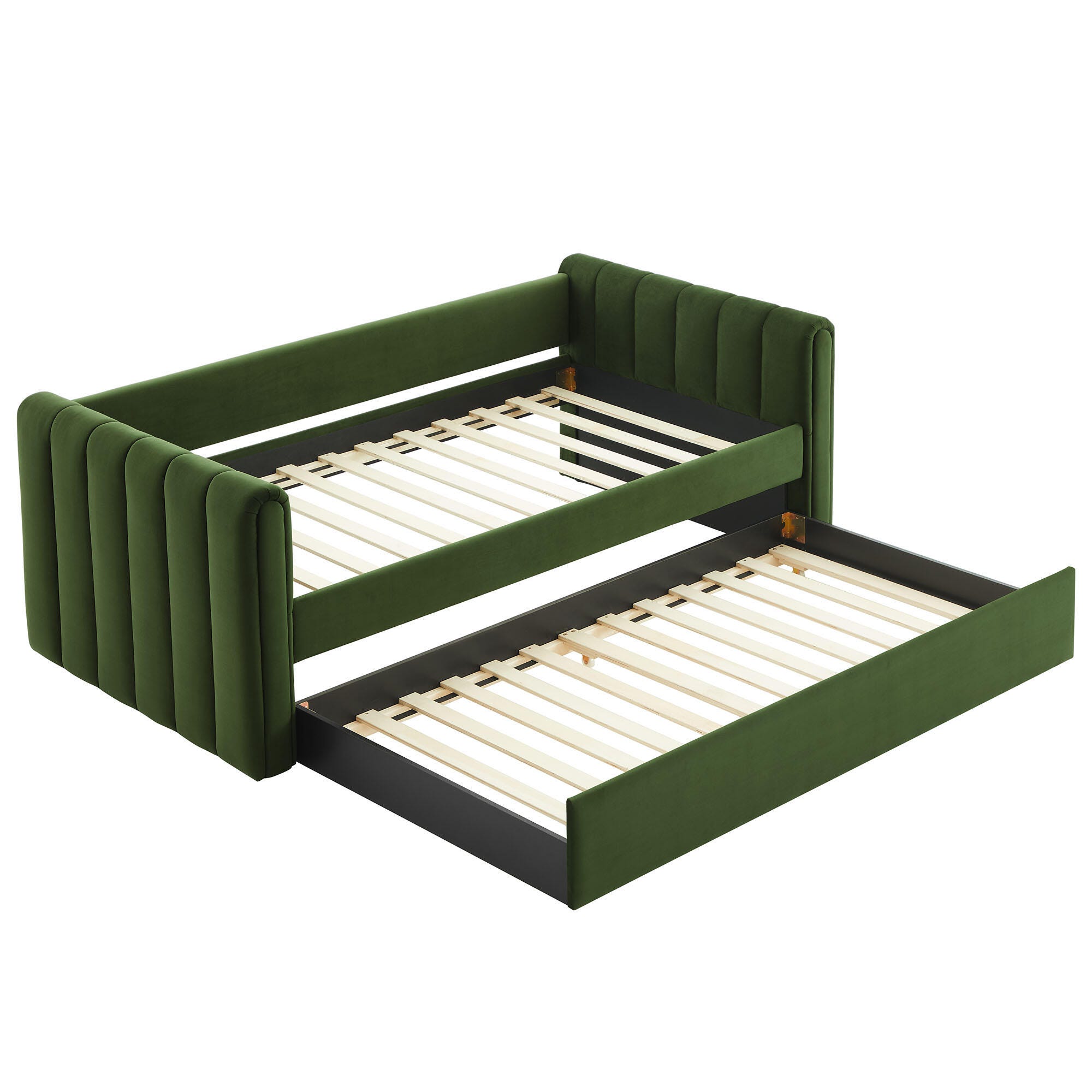Modway Veyla Upholsered Twin Daybed With Trundle, Moss Green, large
