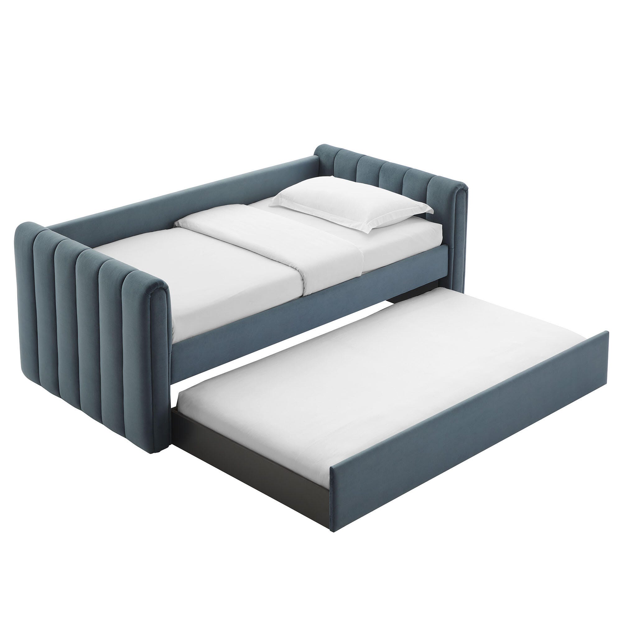 Modway Veyla Upholsered Twin Daybed With Trundle, Cadet Blue, large