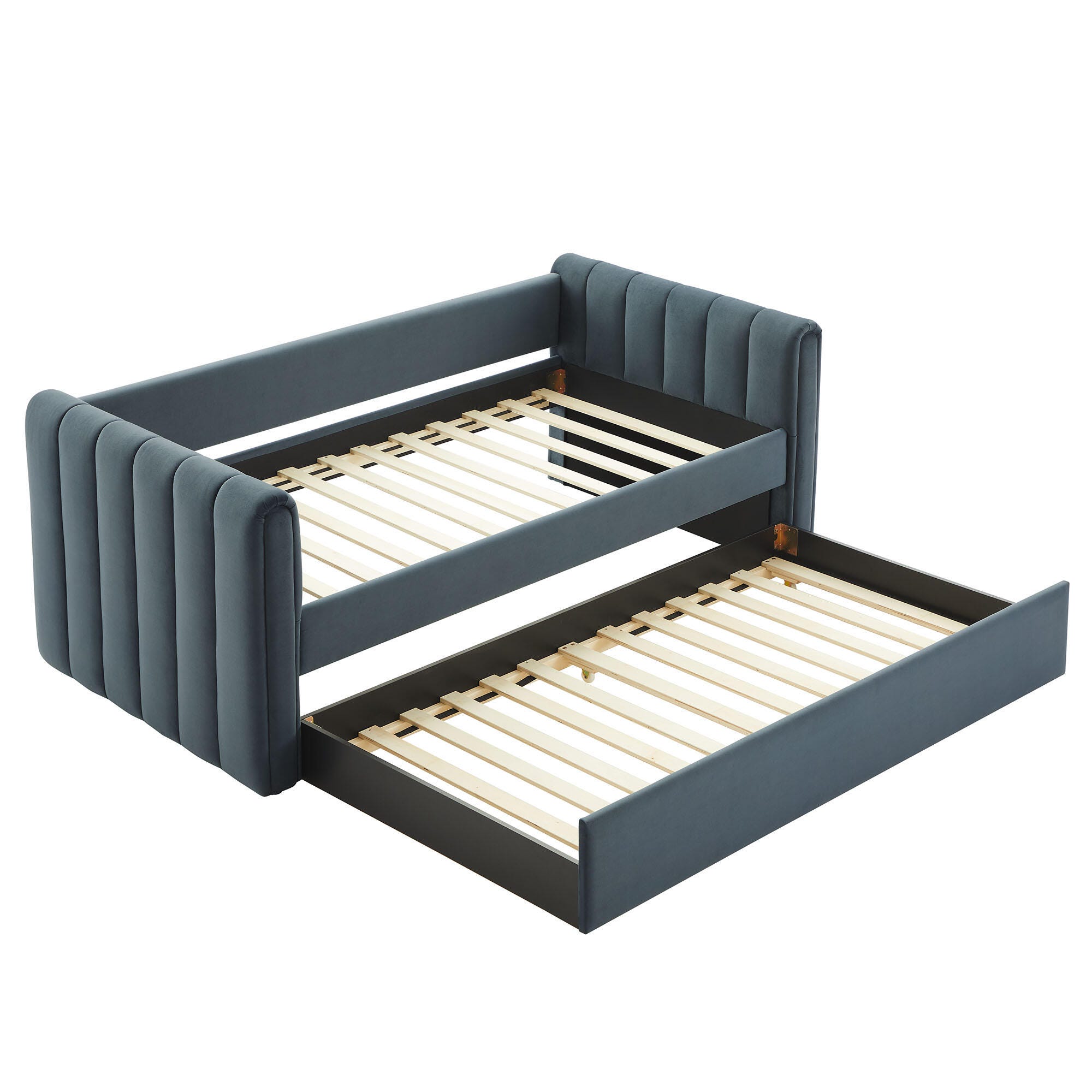 Modway Veyla Upholsered Twin Daybed With Trundle, Cadet Blue, large