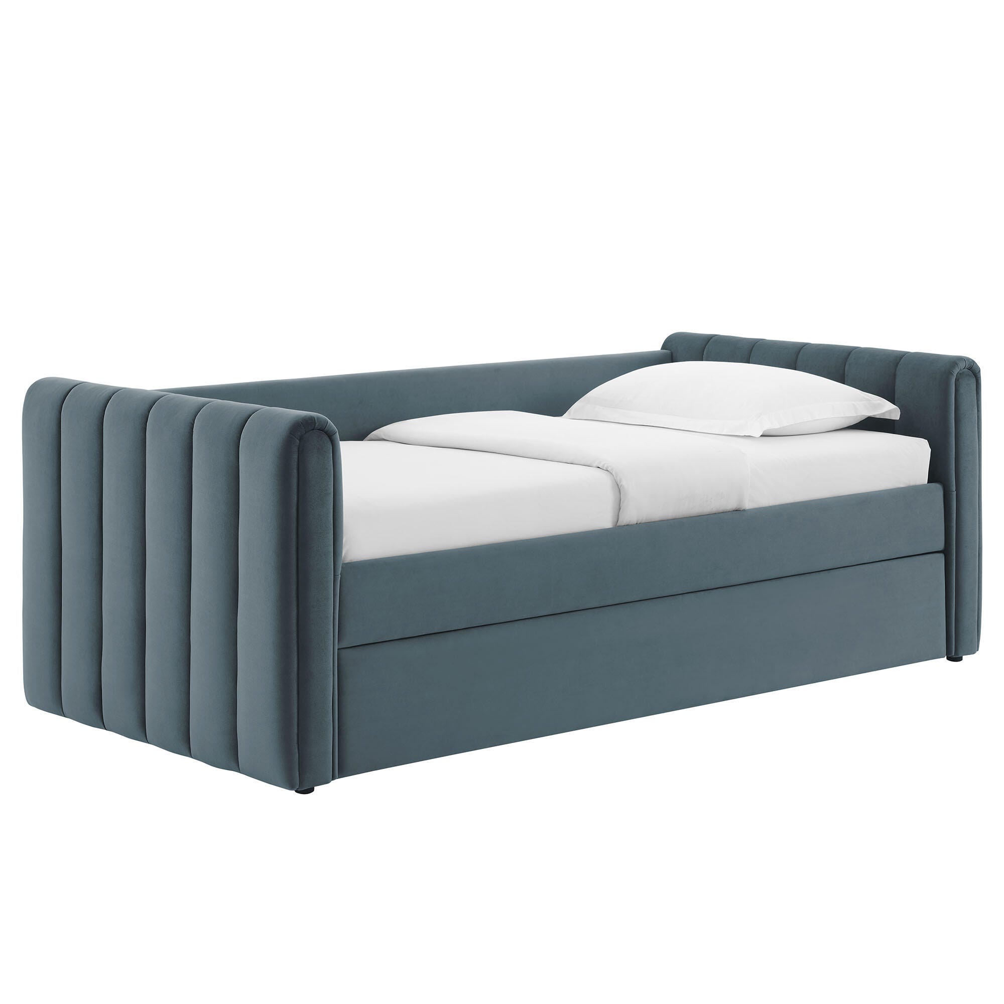 Modway Veyla Upholsered Twin Daybed With Trundle, Cadet Blue, large