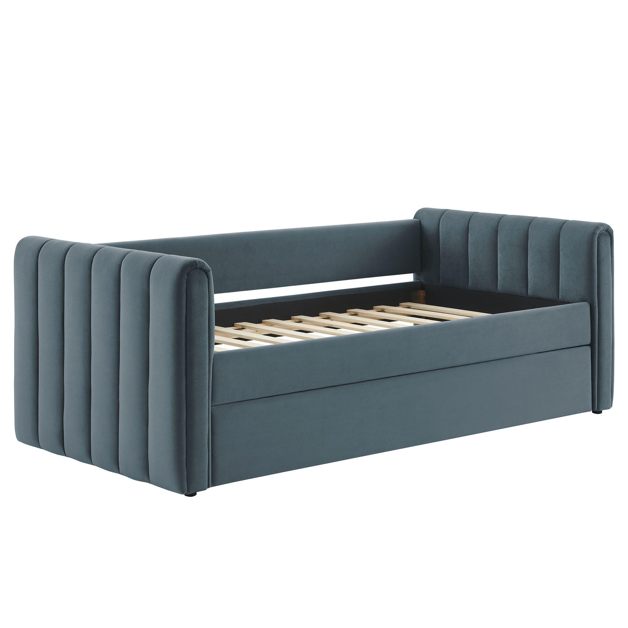 Modway Veyla Upholsered Twin Daybed With Trundle, Cadet Blue, large