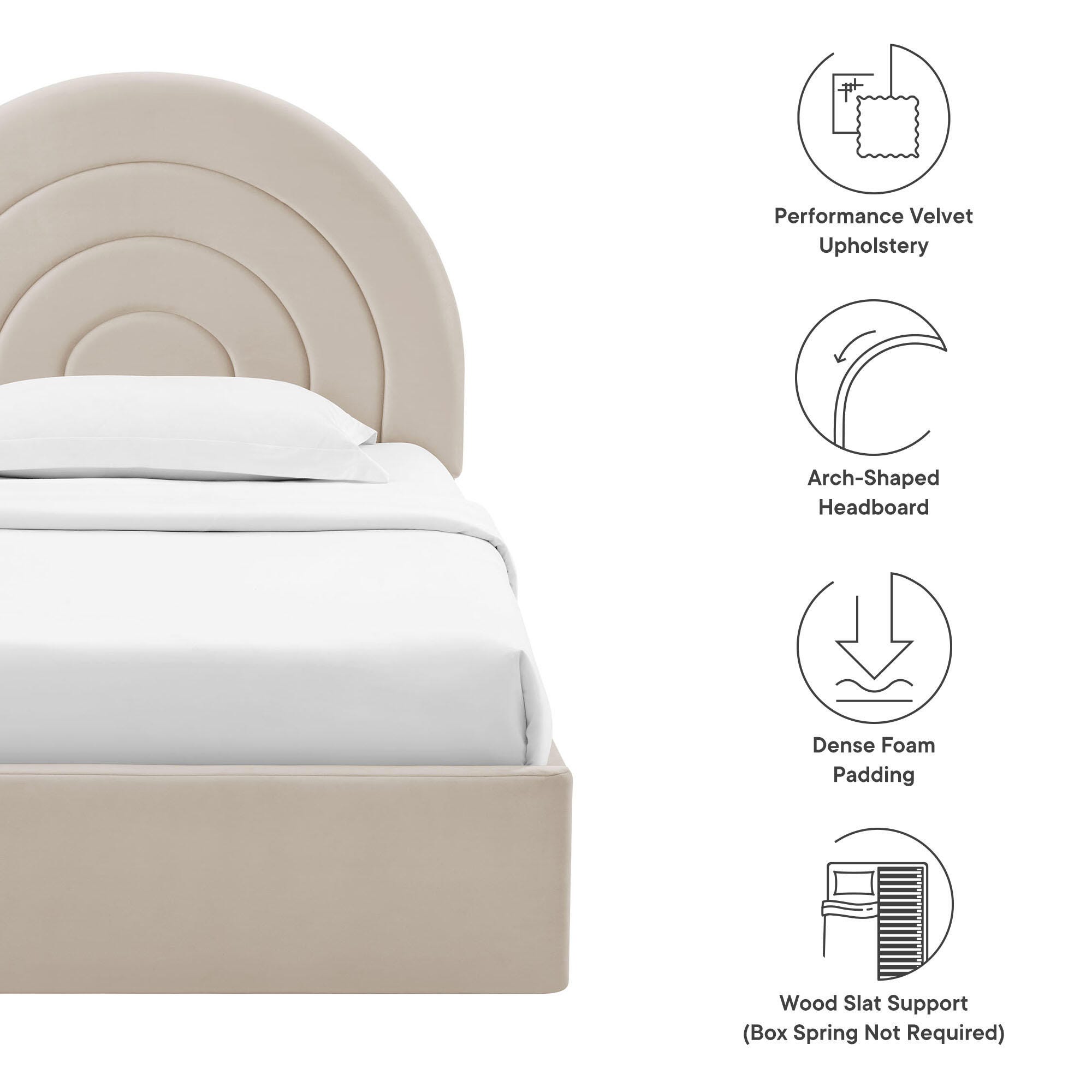 Modway Solana Twin Platform Bed, Beige, large