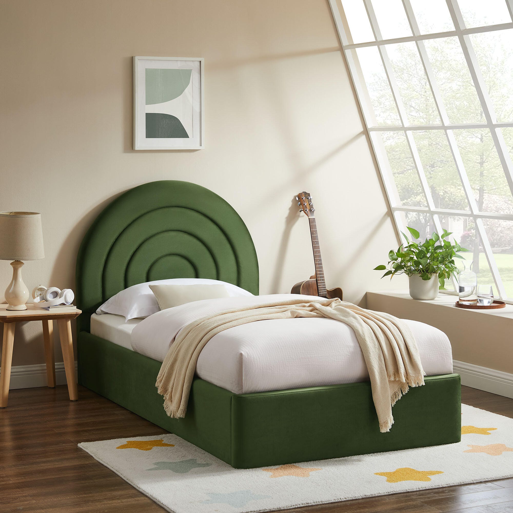 Modway Solana Twin Platform Bed, Moss Green, large