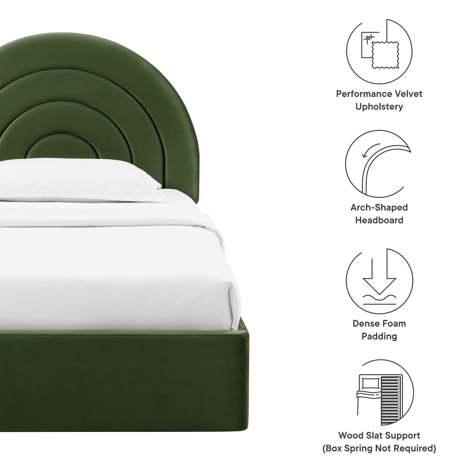 Modway Solana Twin Platform Bed, Moss Green, large