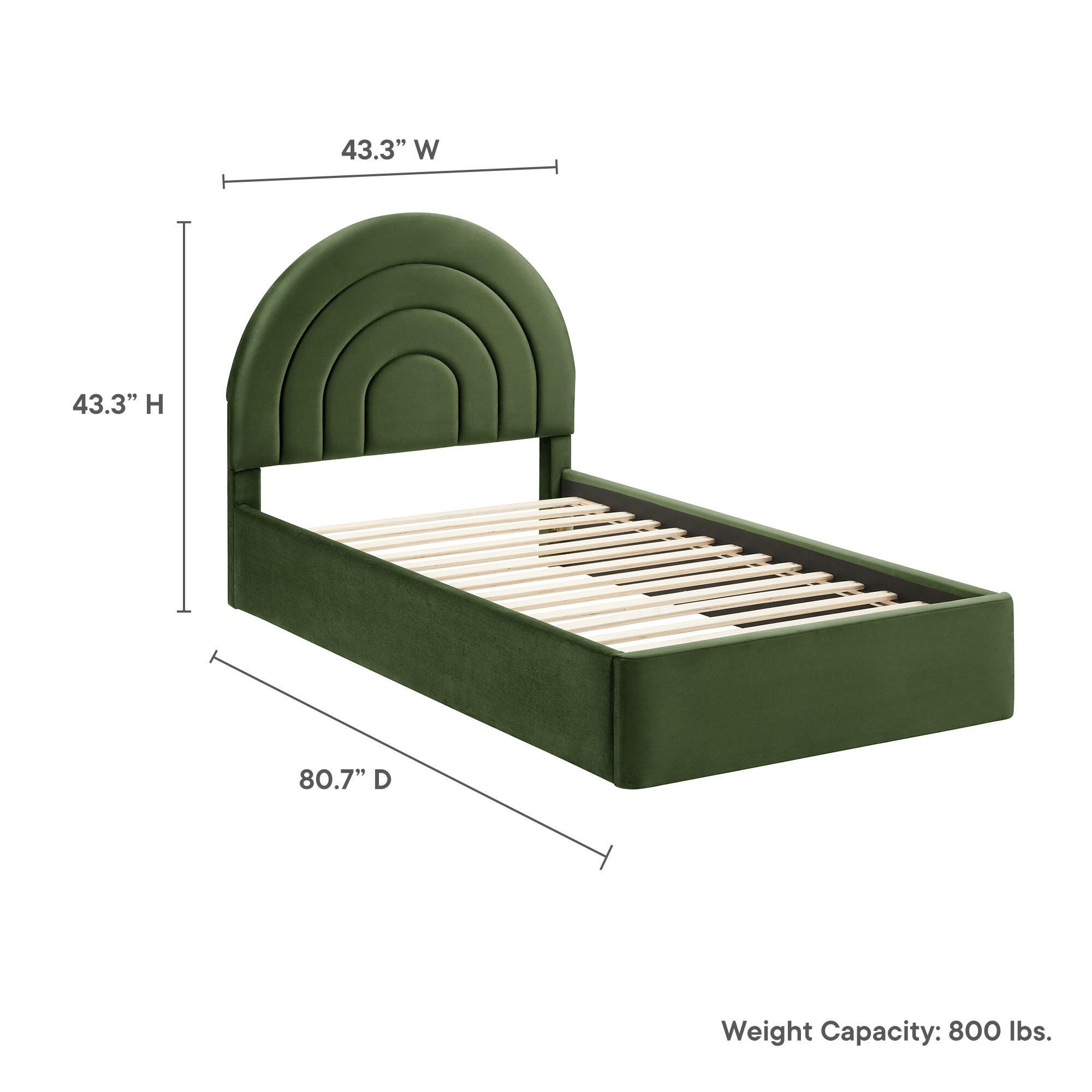 Modway Solana Twin Platform Bed, Moss Green, large