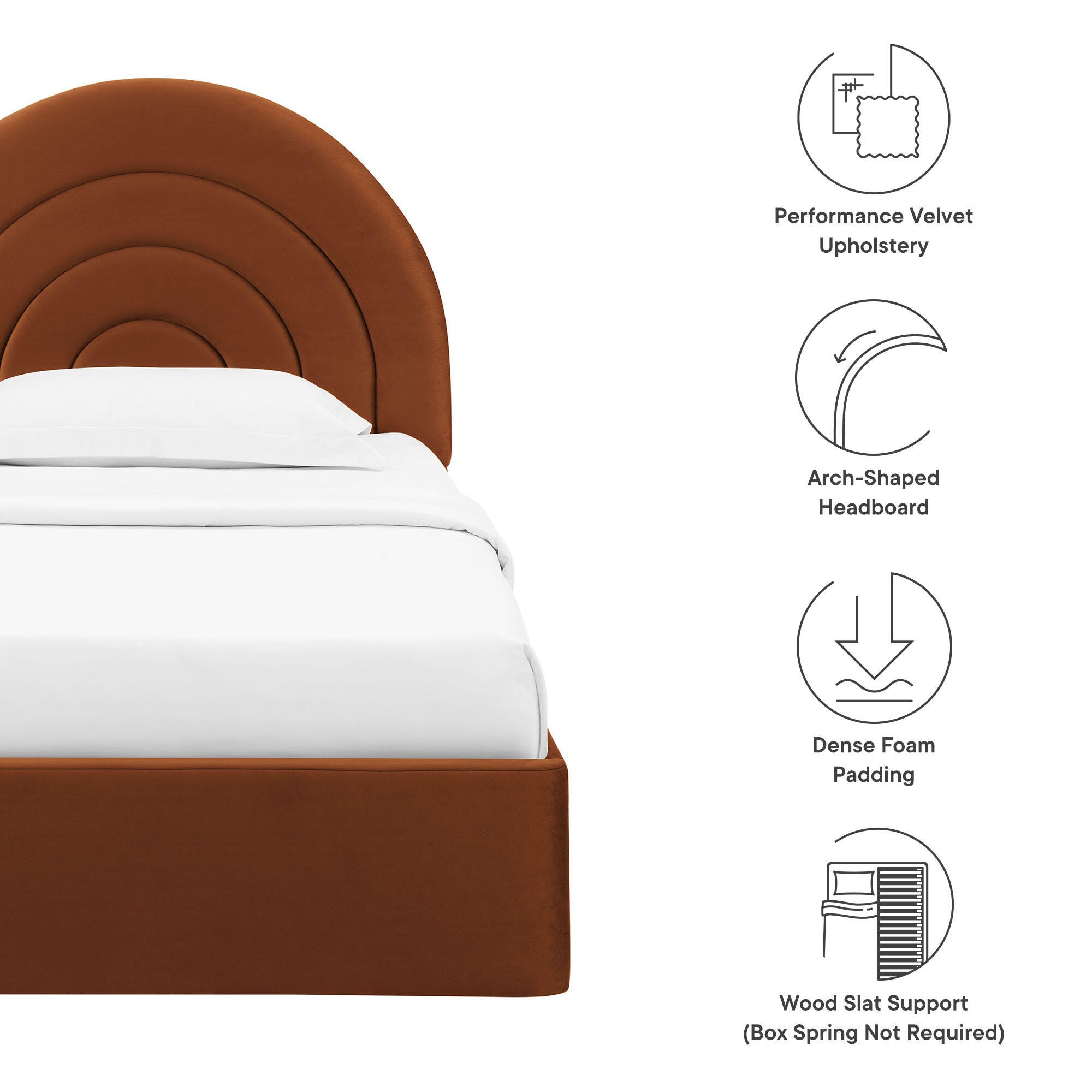 Modway Solana Twin Platform Bed, Rust, large