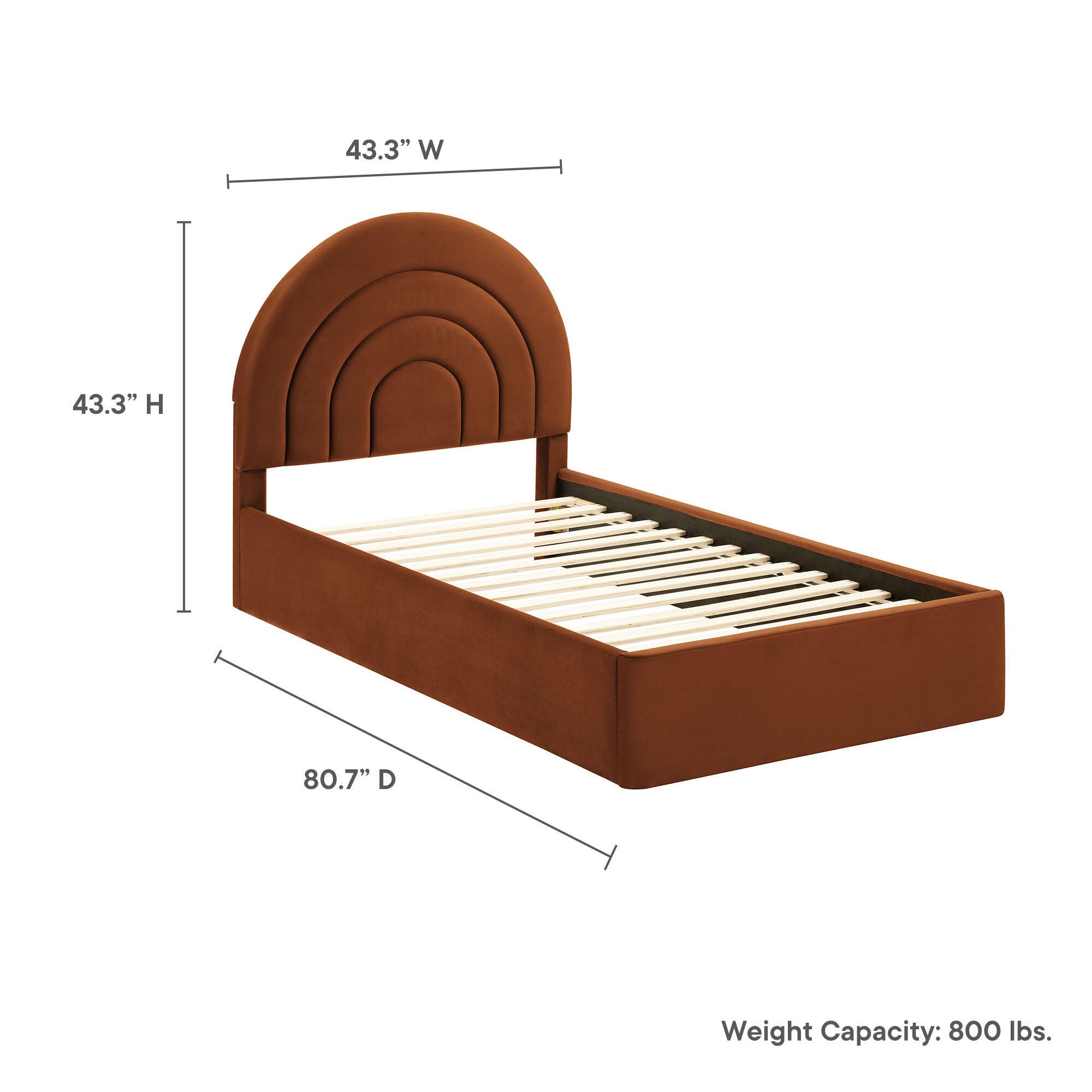 Modway Solana Twin Platform Bed, Rust, large