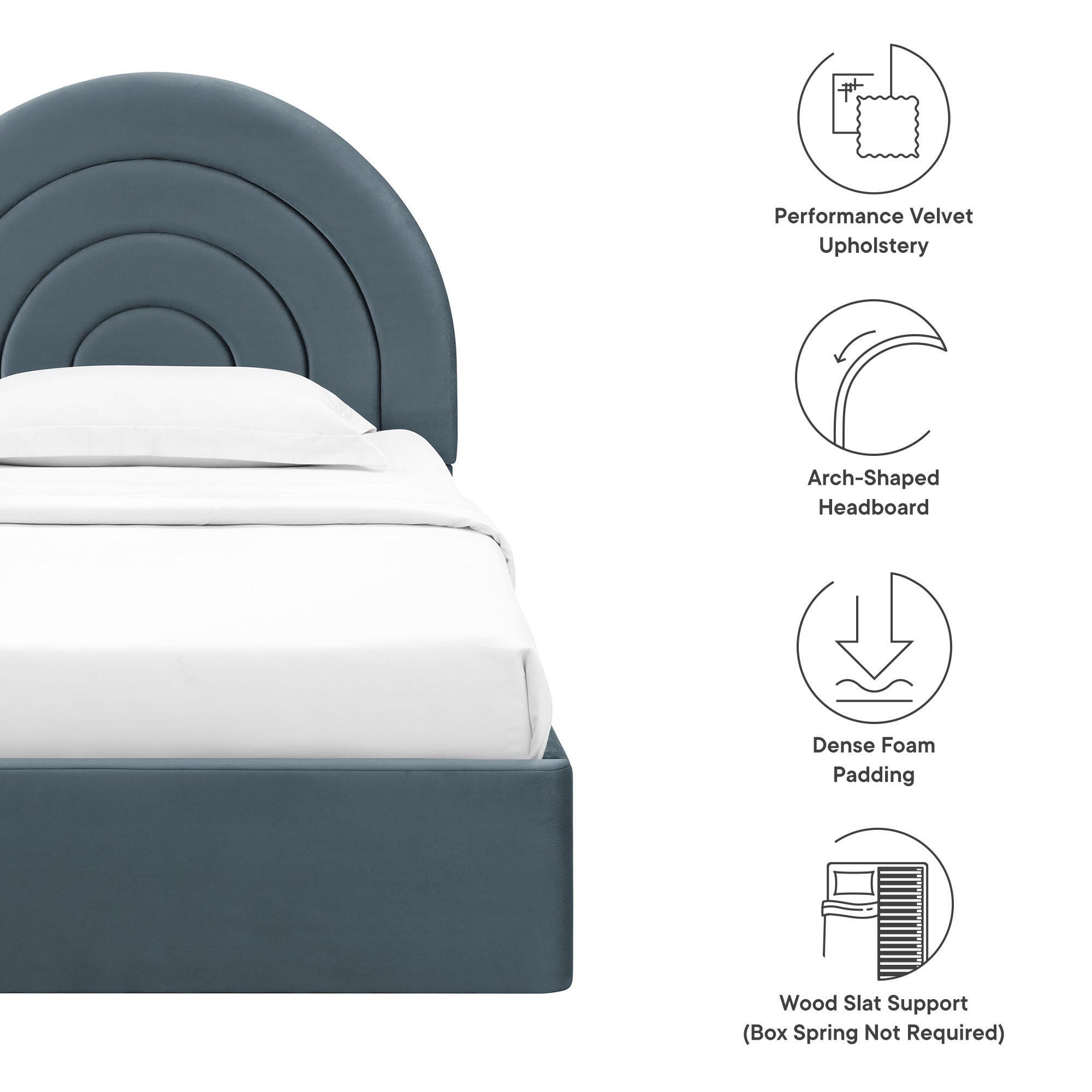 Modway Solana Twin Platform Bed, Cadet Blue, large