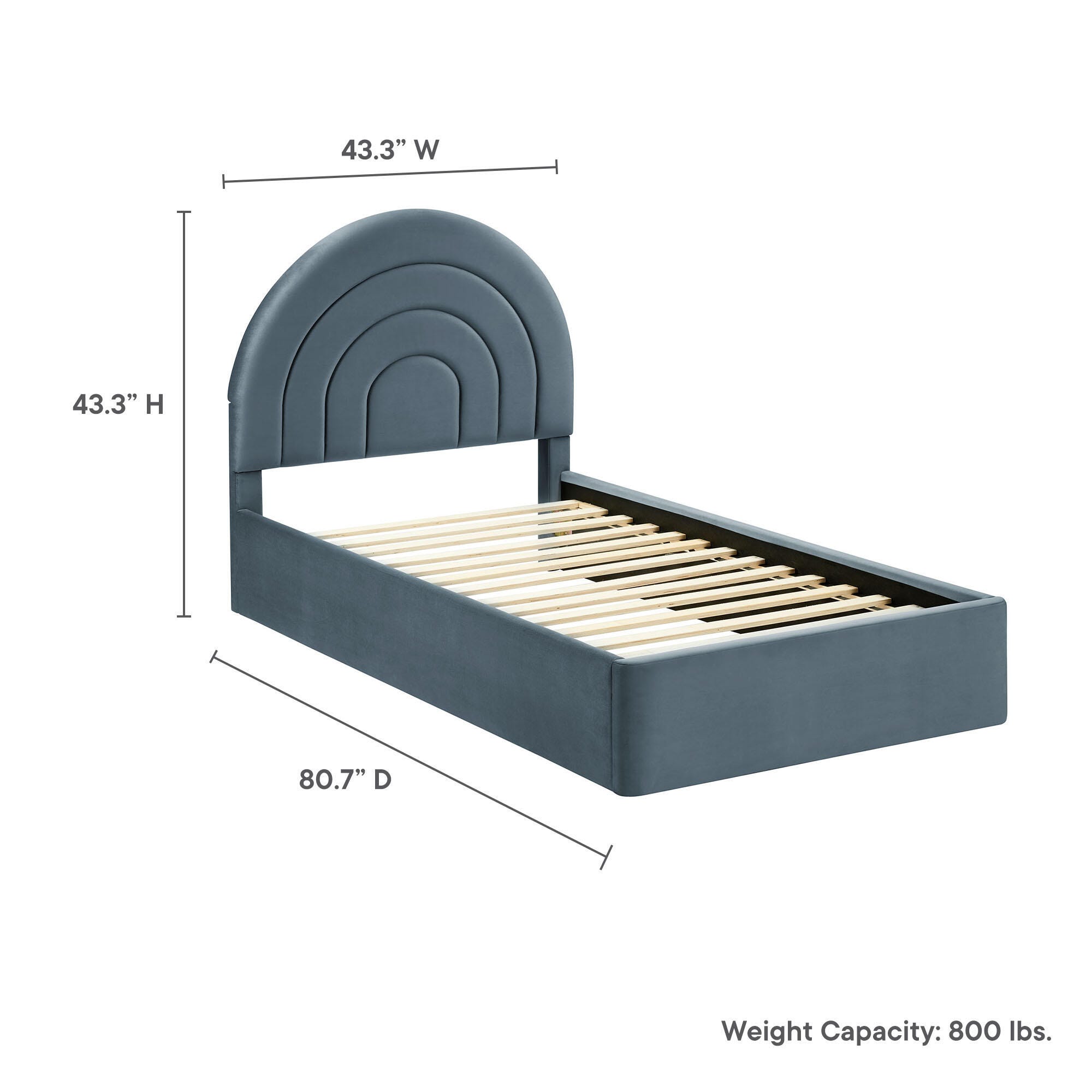 Modway Solana Twin Platform Bed, Cadet Blue, large