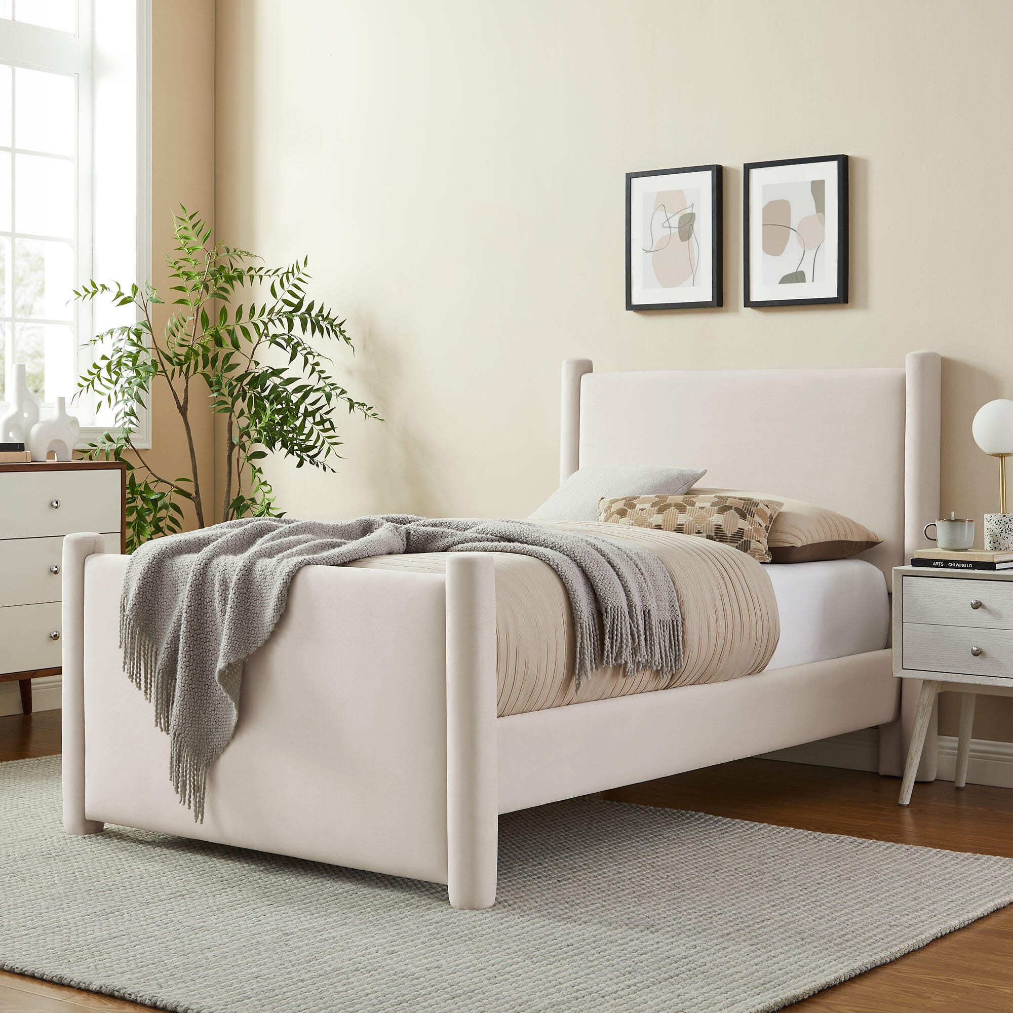 Modway Rael Twin Platform Bed, Ivory, large