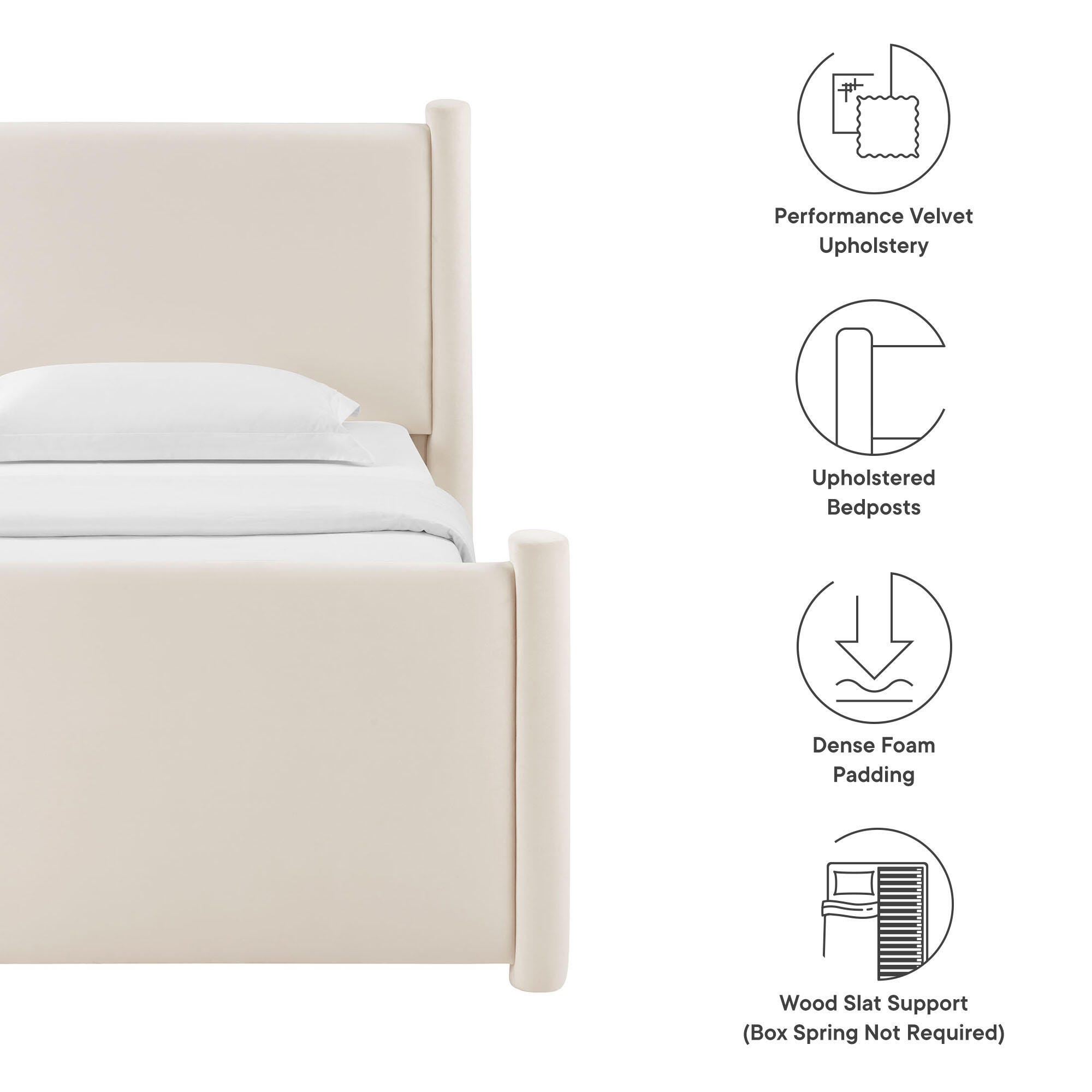 Modway Rael Twin Platform Bed, Ivory, large