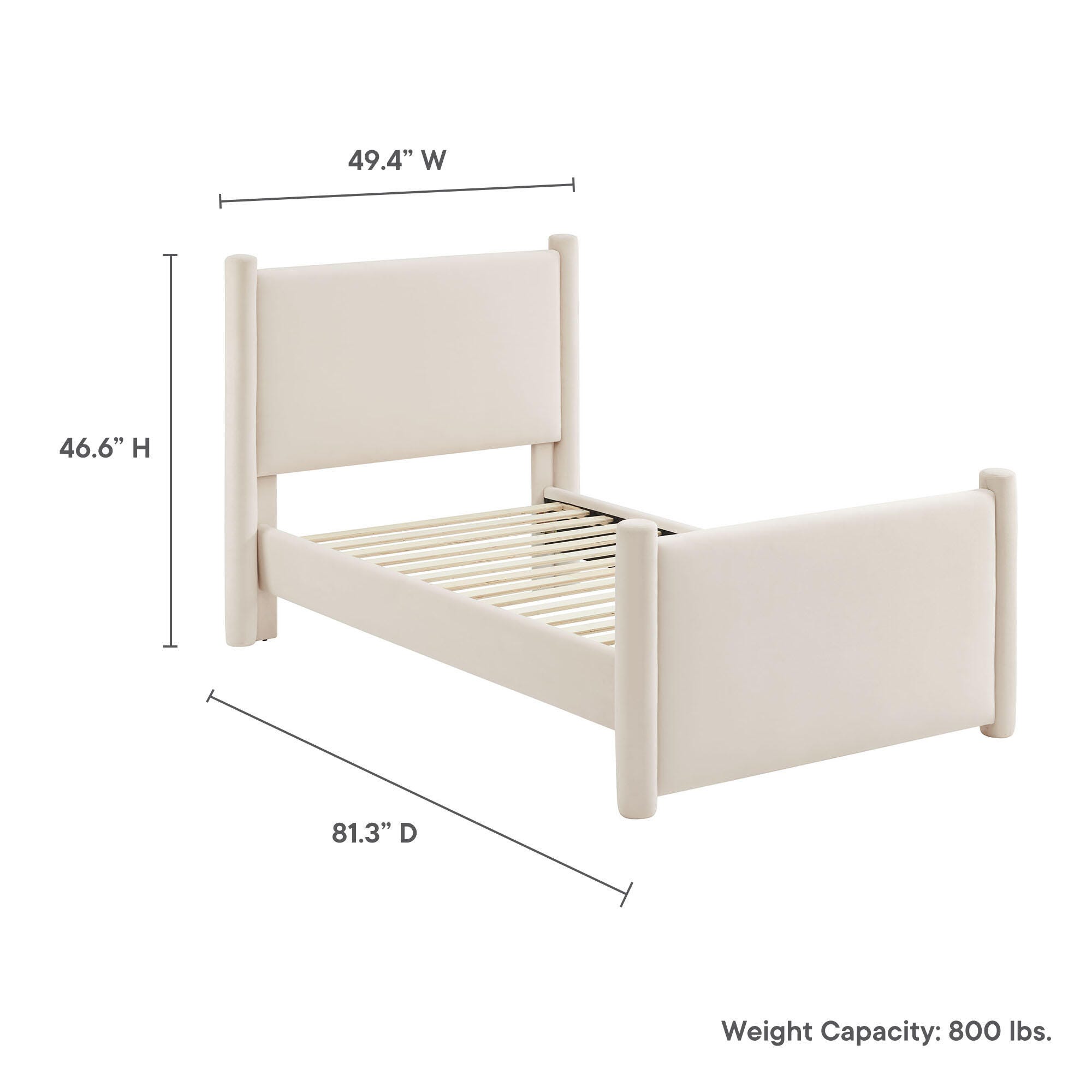Modway Rael Twin Platform Bed, Ivory, large