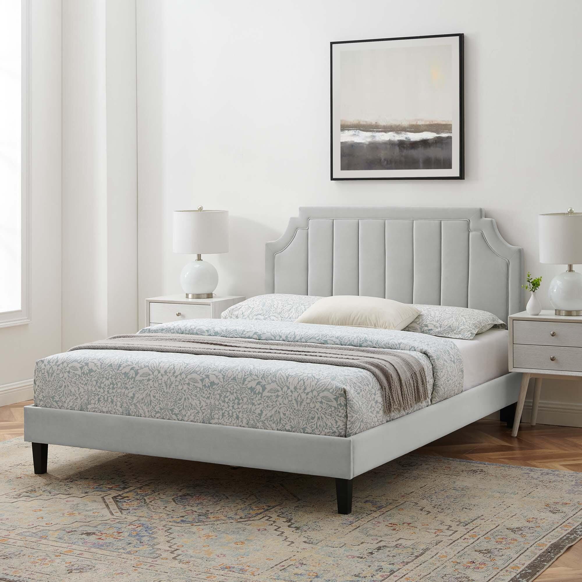 Modway Sienna Twin Platform Bed, Light Gray, large
