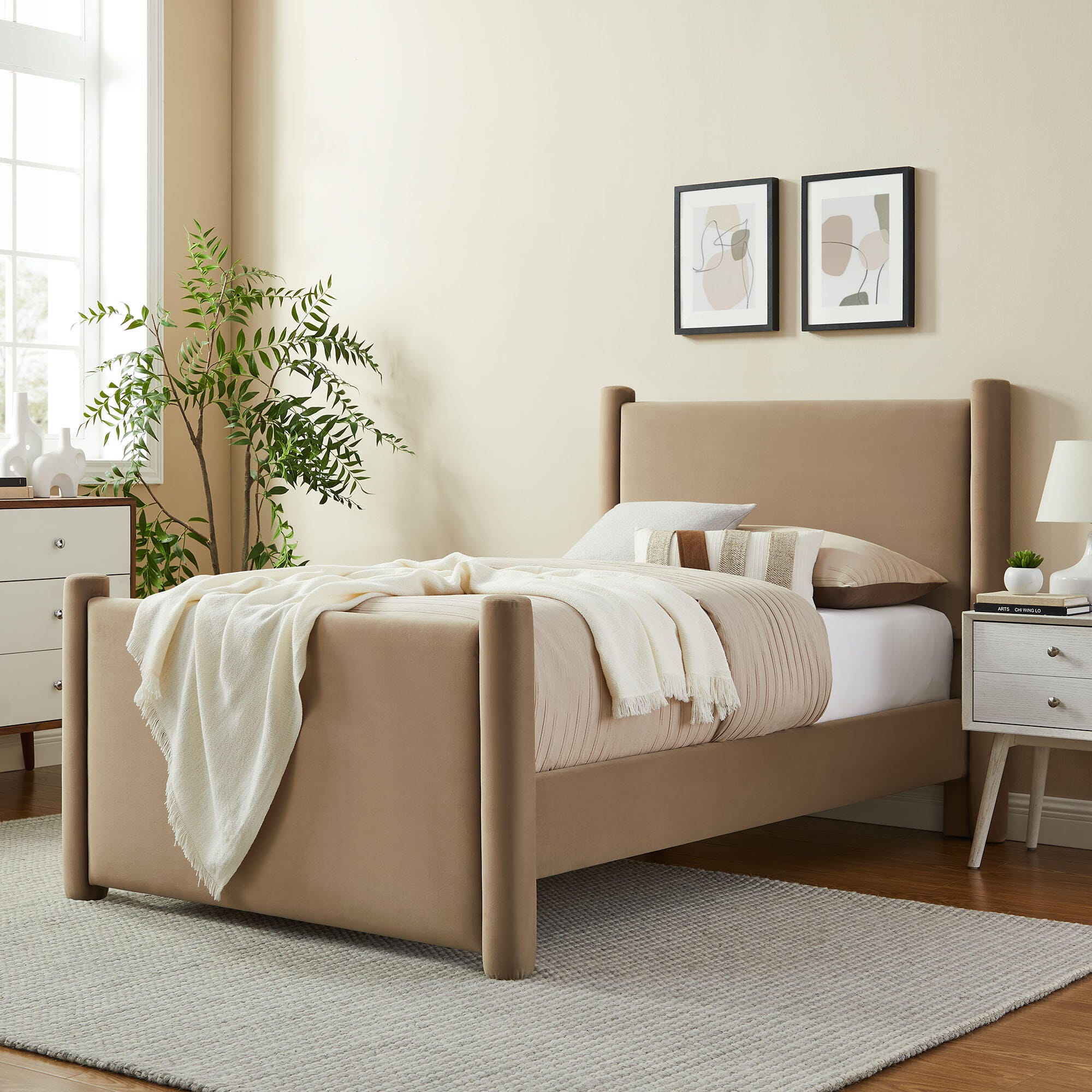 Modway Rael Twin Platform Bed, Taupe, large