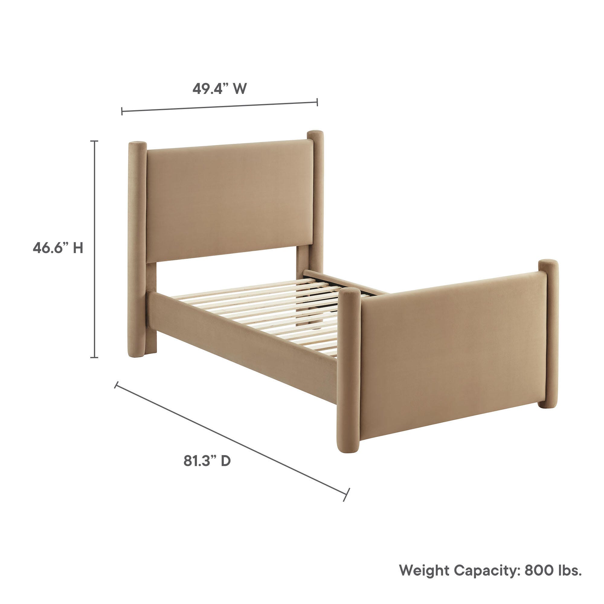 Modway Rael Twin Platform Bed, Taupe, large