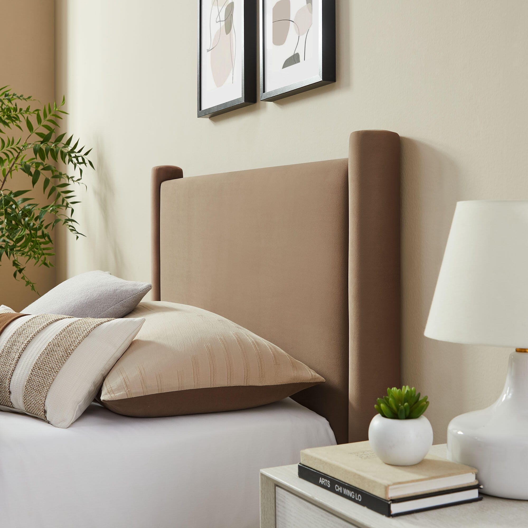 Modway Rael Twin Platform Bed, Taupe, large
