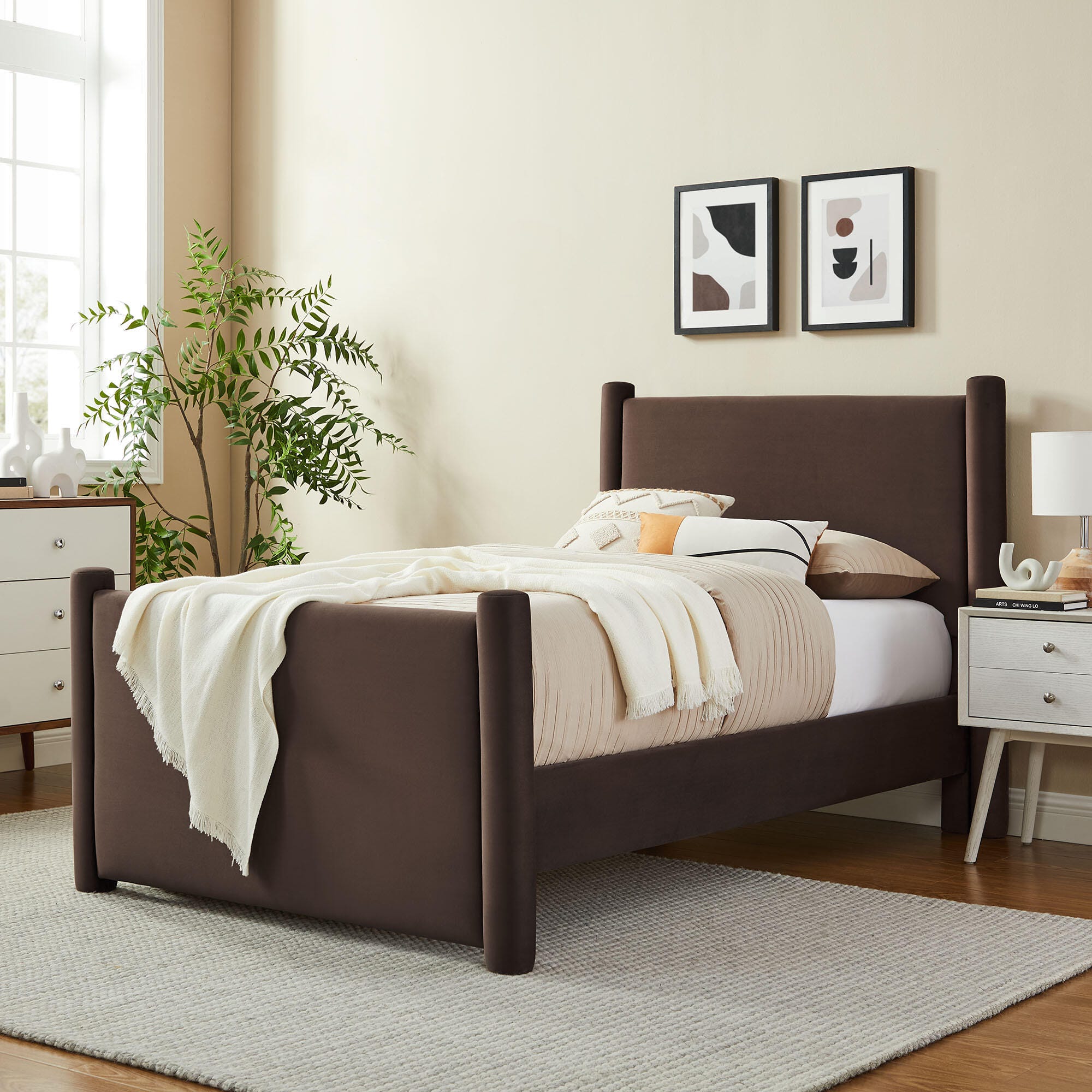 Modway Rael Twin Platform Bed, Chocolate Brown, large