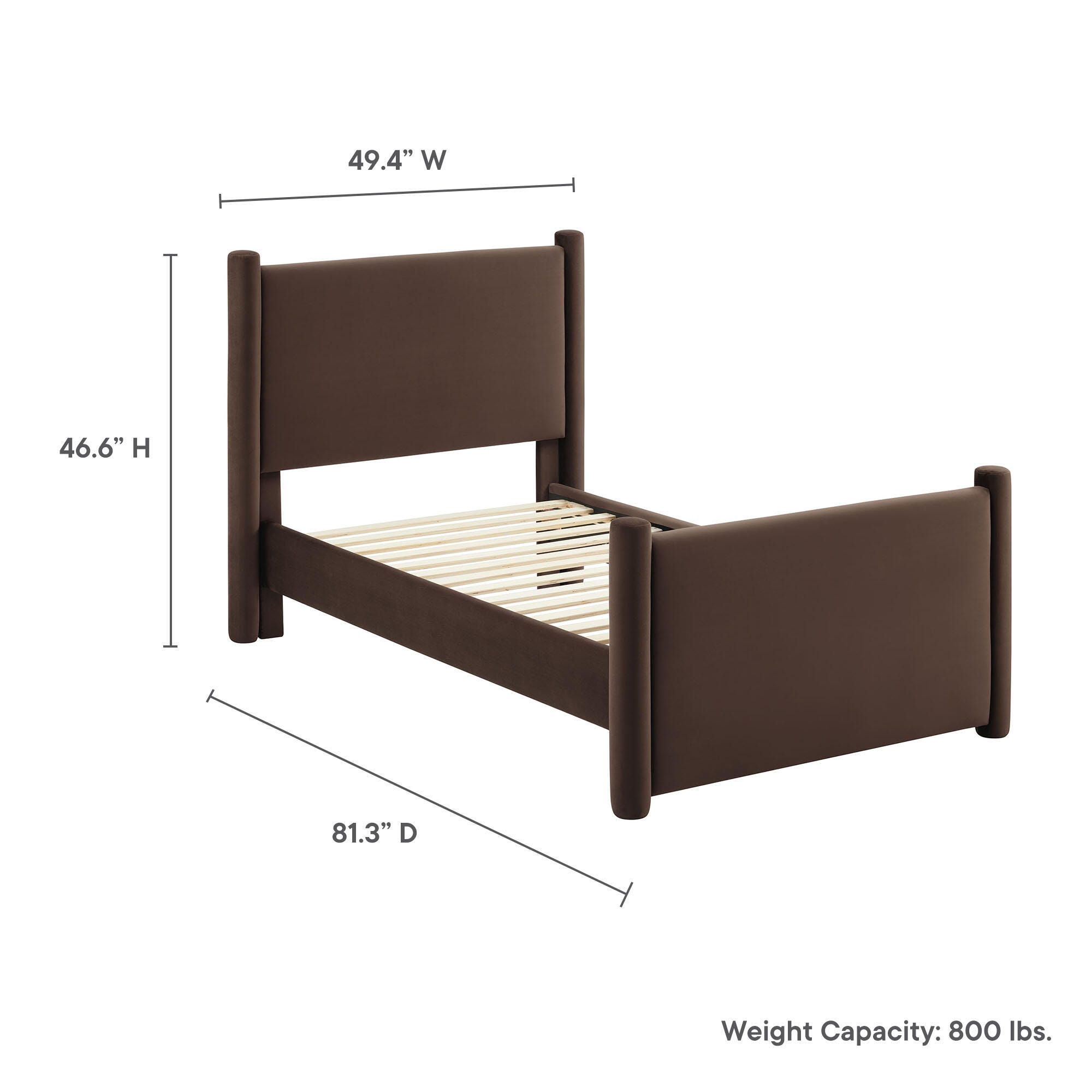 Modway Rael Twin Platform Bed, Chocolate Brown, large