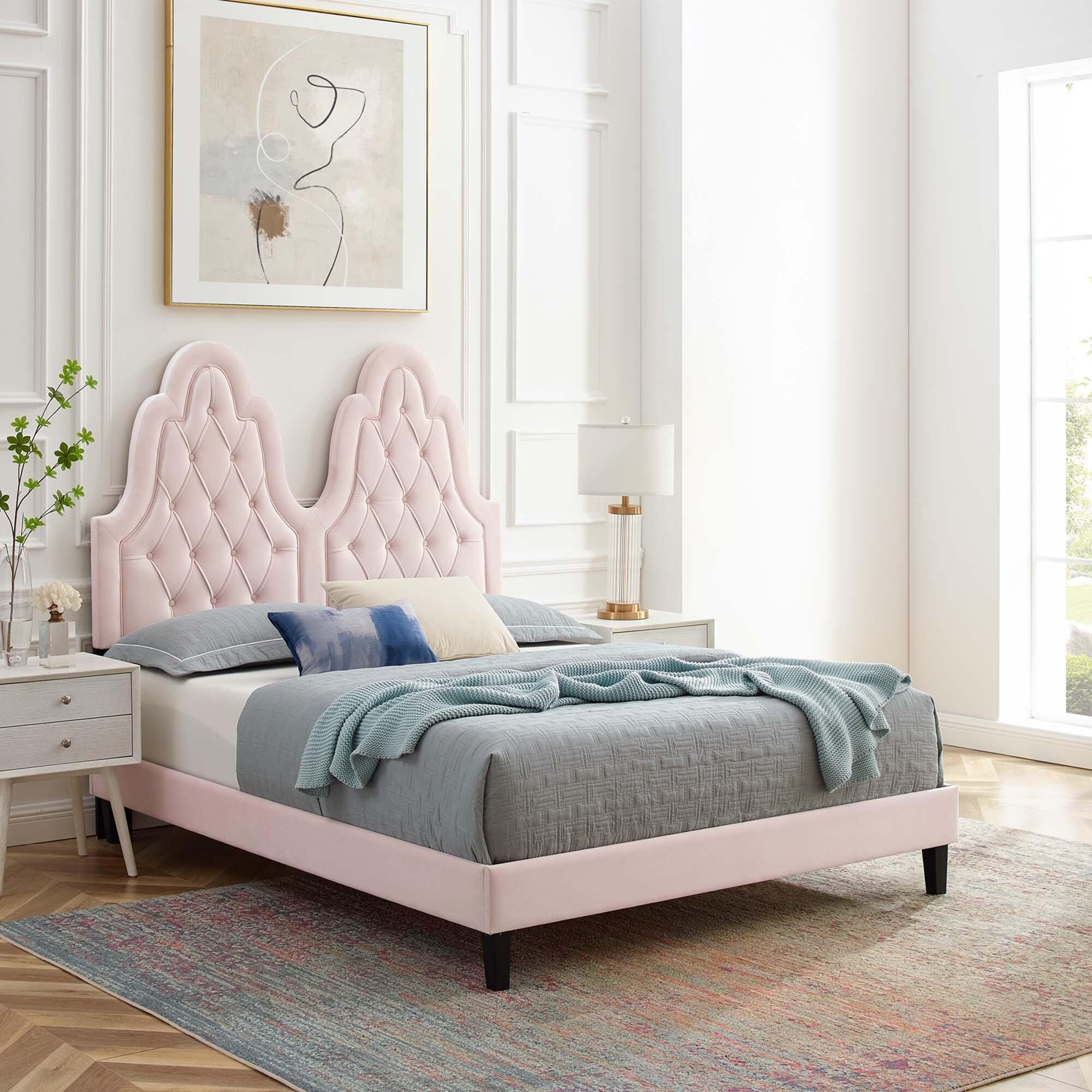 Modway Alexandria Twin Platform Bed, Pink, rollover