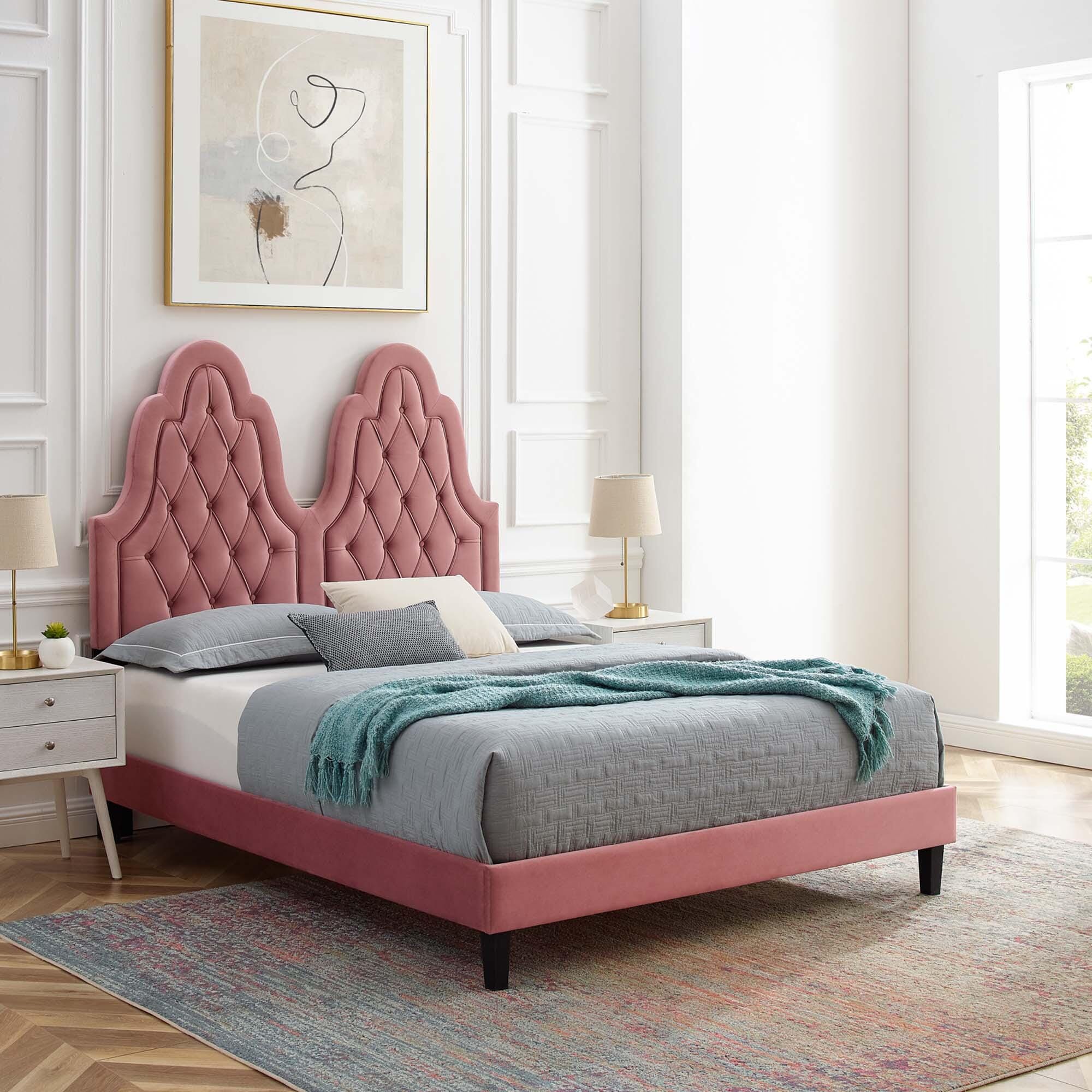 Modway Alexandria Twin Platform Bed, Dusty Rose, rollover
