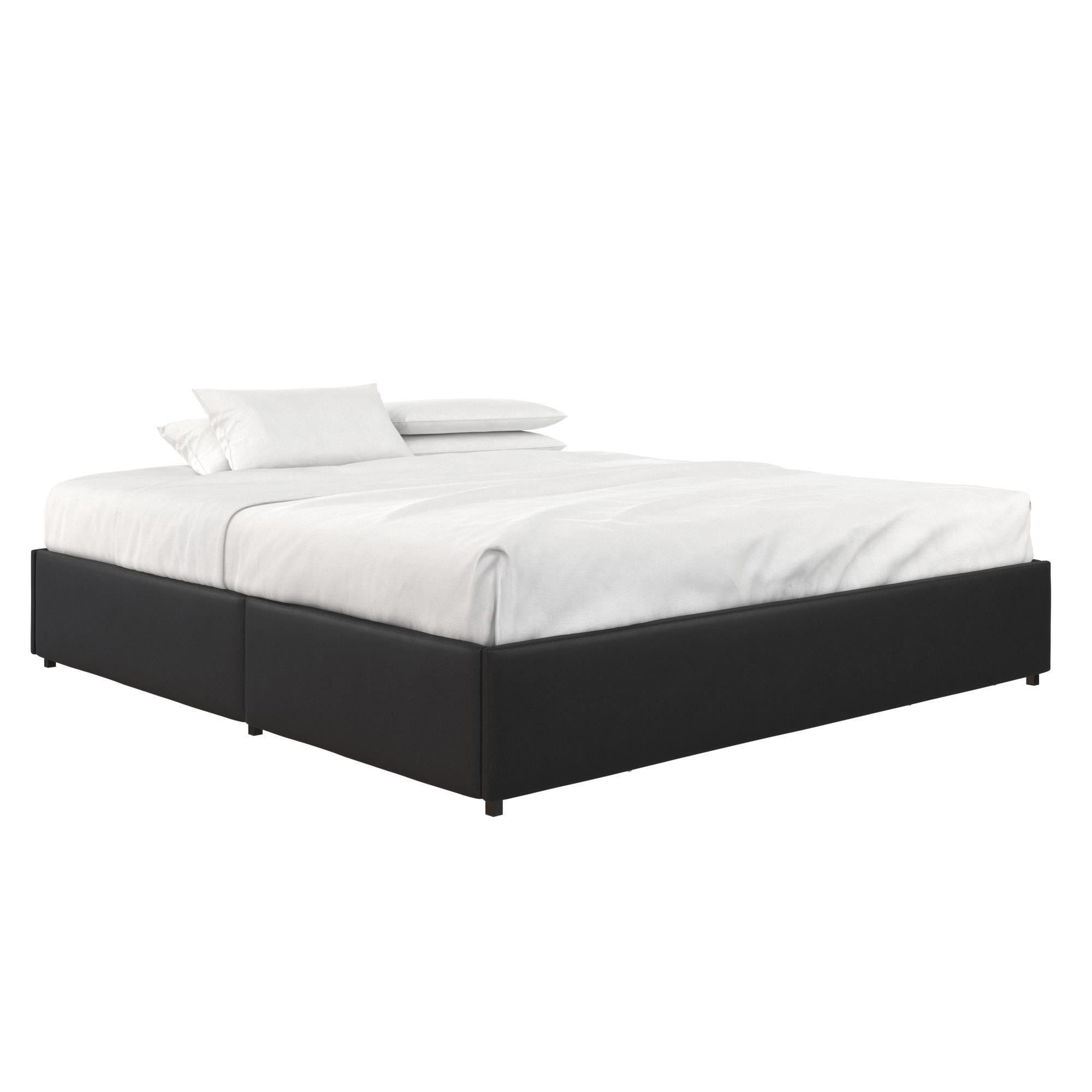 Micah  King Upholstered Platform Bed with Storage, Black, large
