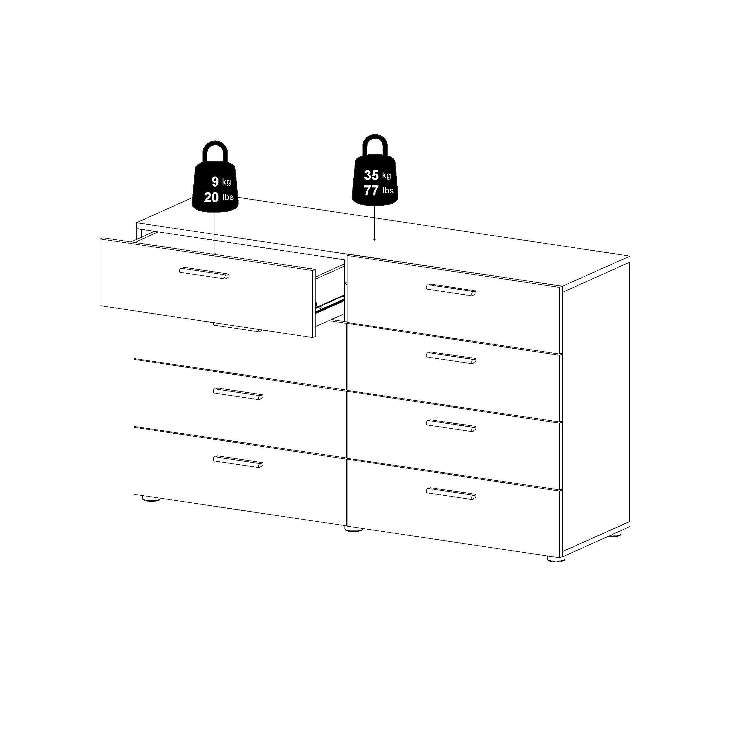 Austin  8 Drawer Double Dresser, White, large
