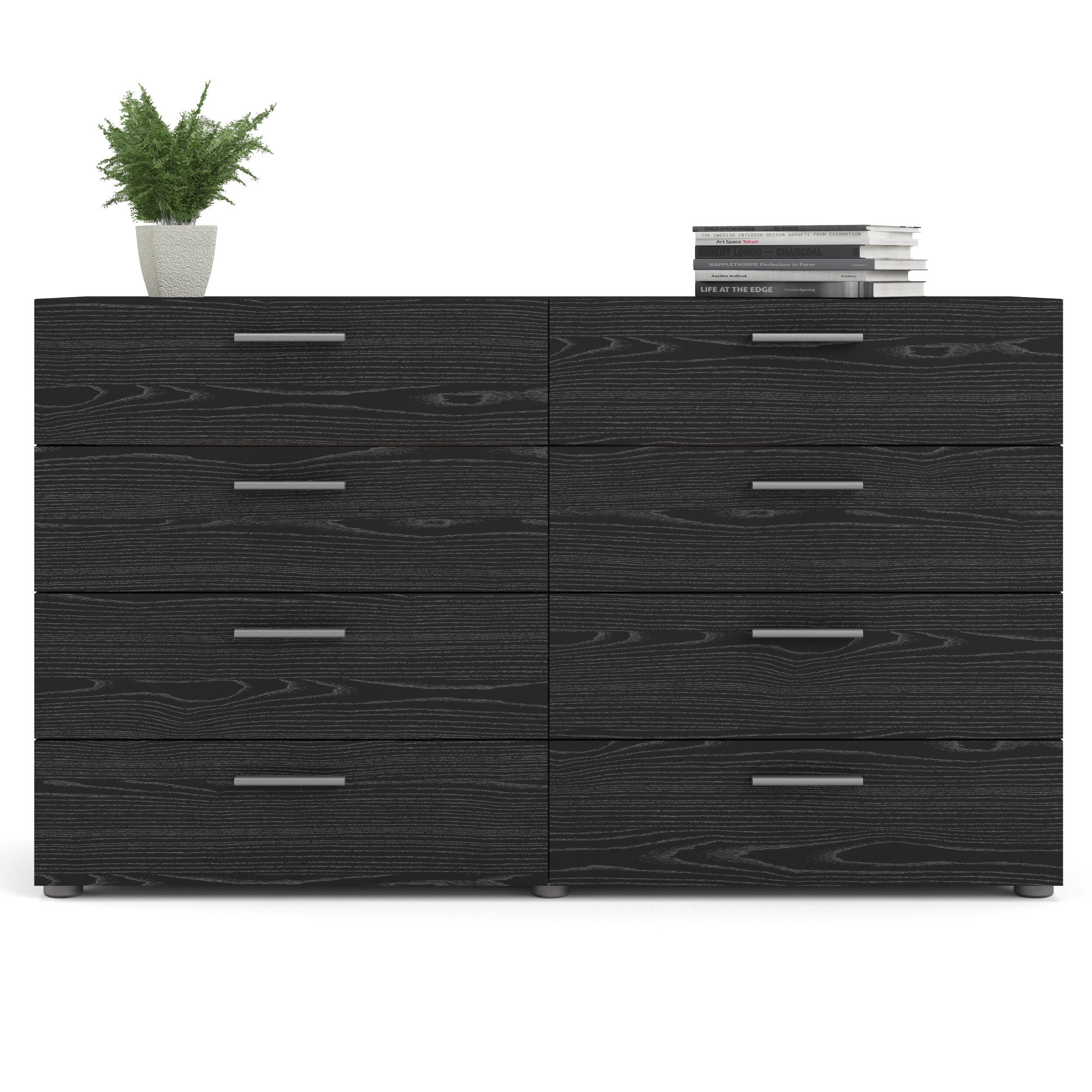 Austin  8 Drawer Double Dresser, Black, rollover