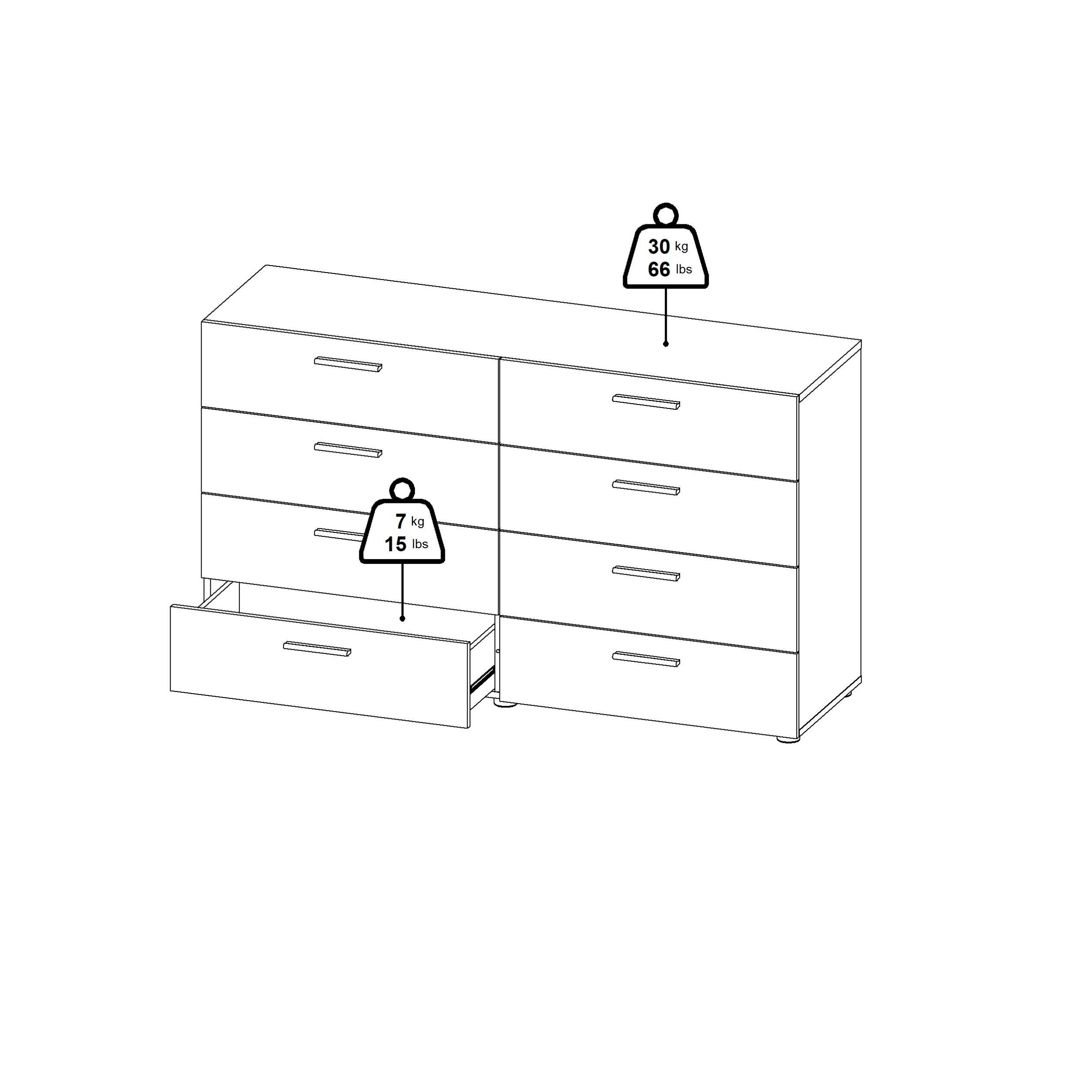 Austin  8 Drawer Double Dresser, Black, large