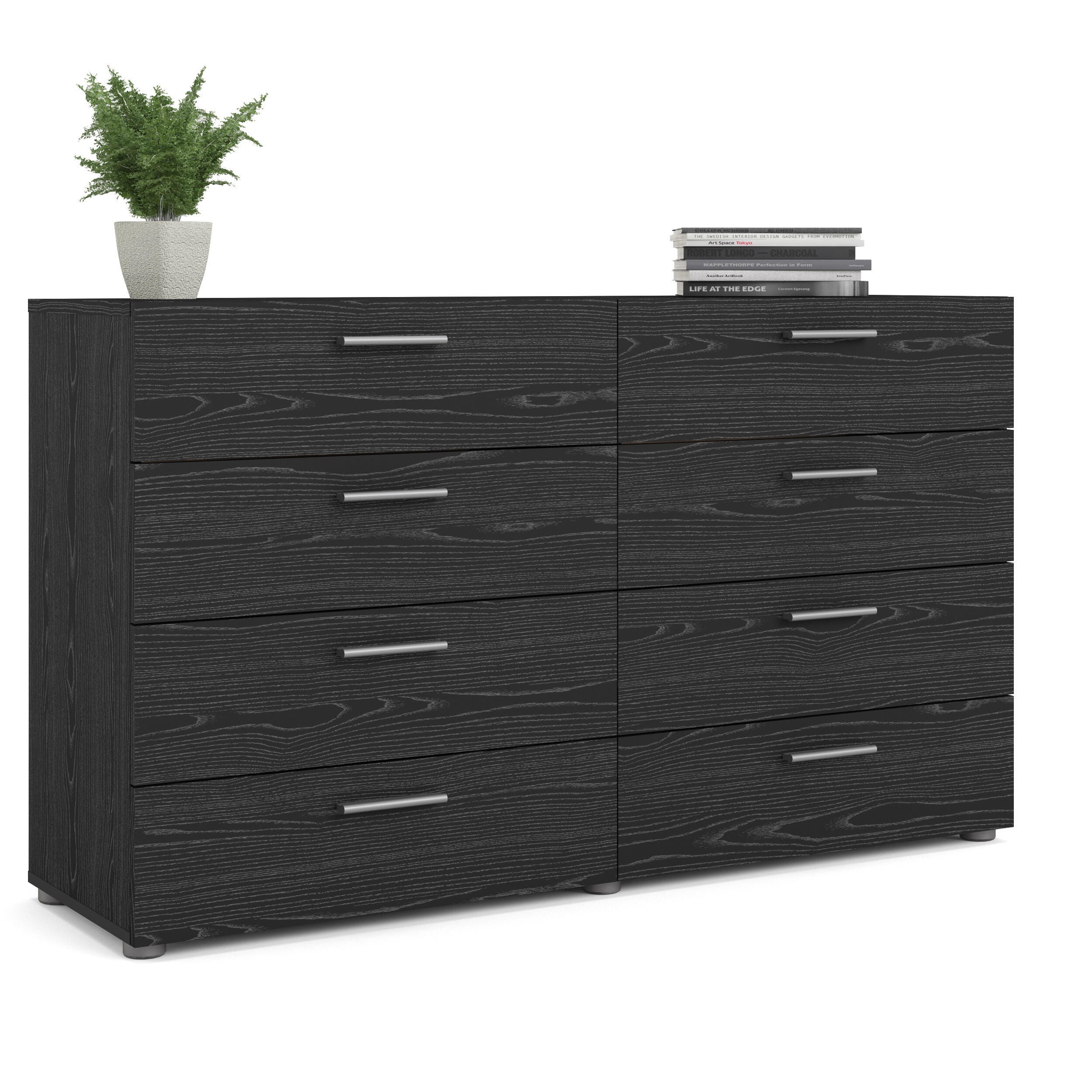 Austin  8 Drawer Double Dresser, Black, large