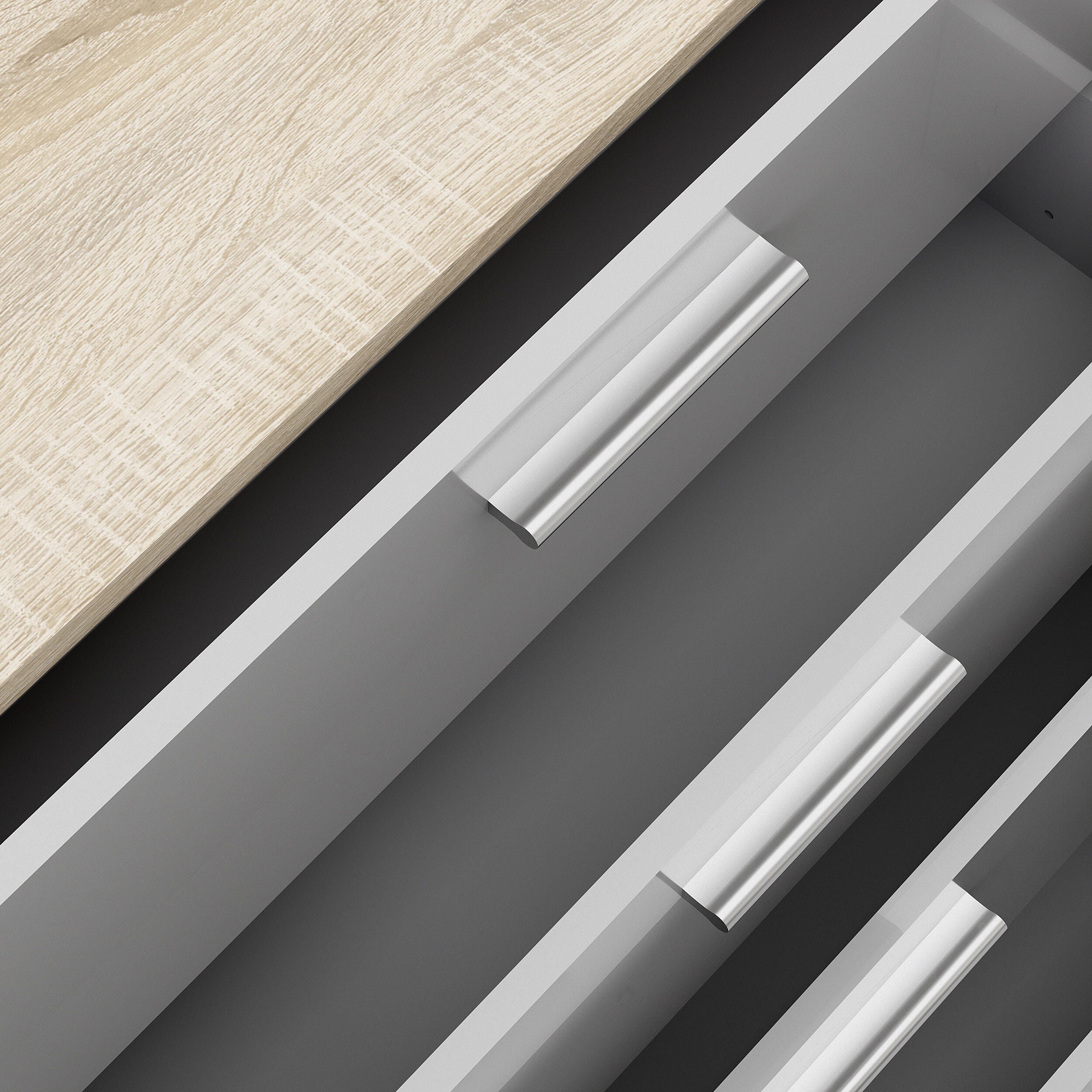 Austin  8 Drawer Double Dresser, Oak/White, large