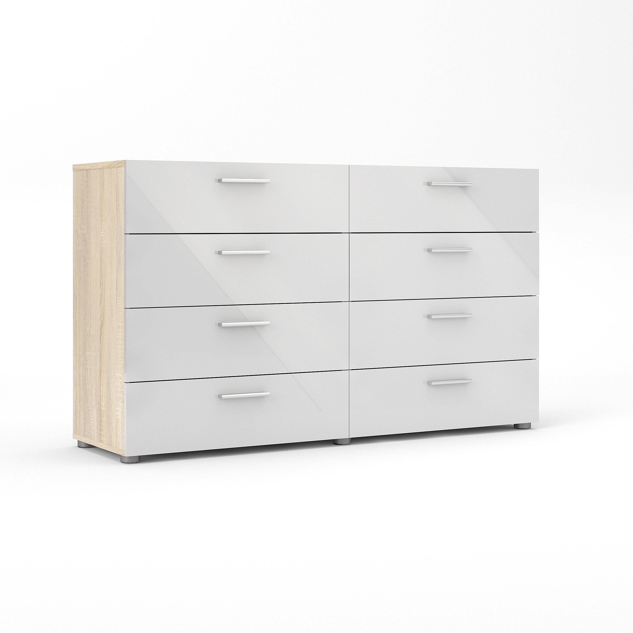 Austin  8 Drawer Double Dresser, Oak/White, large